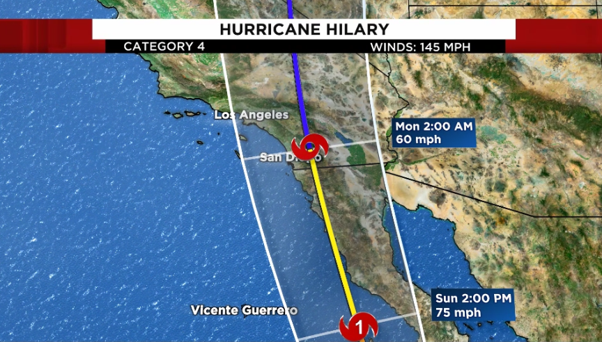 Hurricane Hilary path: Storm grows to Category 4 in Pacific