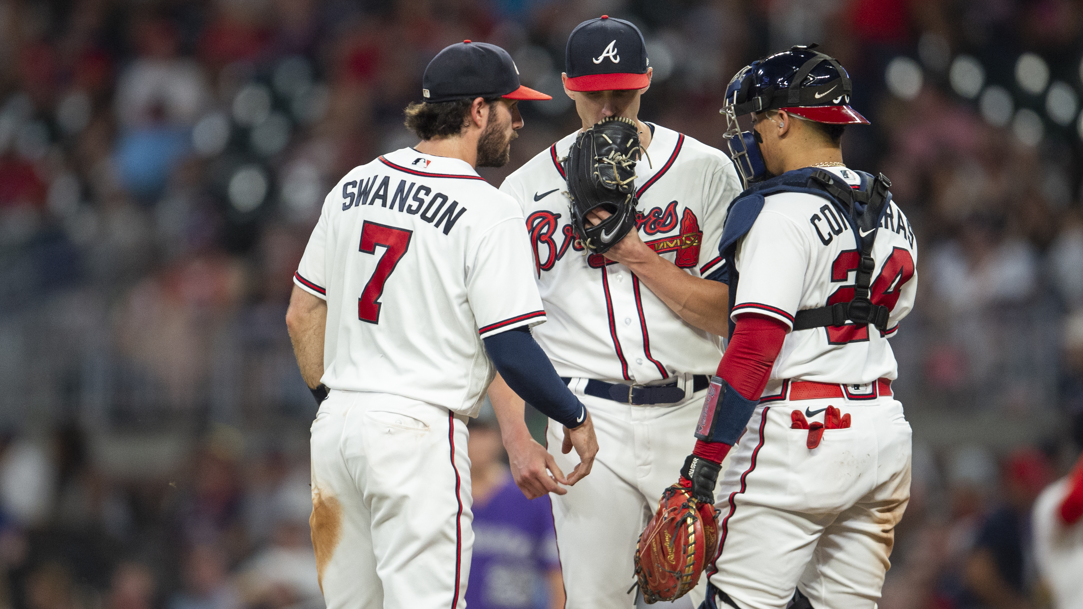 Atlanta Braves' Chadwick Tromp bats during the ninth inning of a