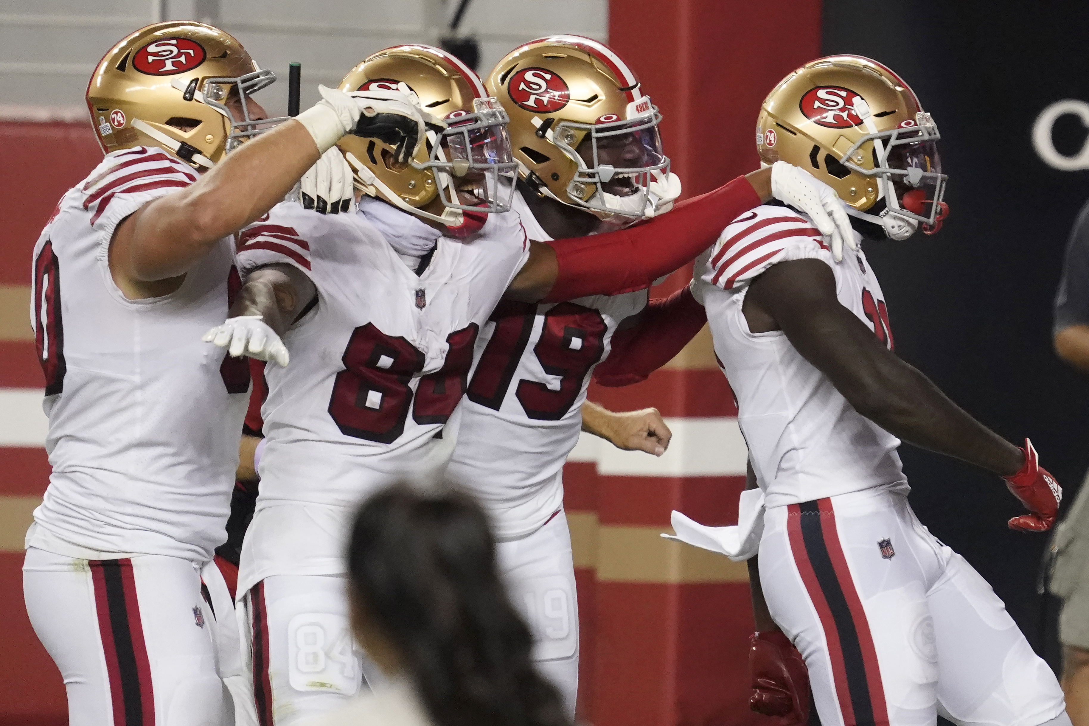 San Francisco 49ers - Wearing No. 74 decals for the late Fred Dean