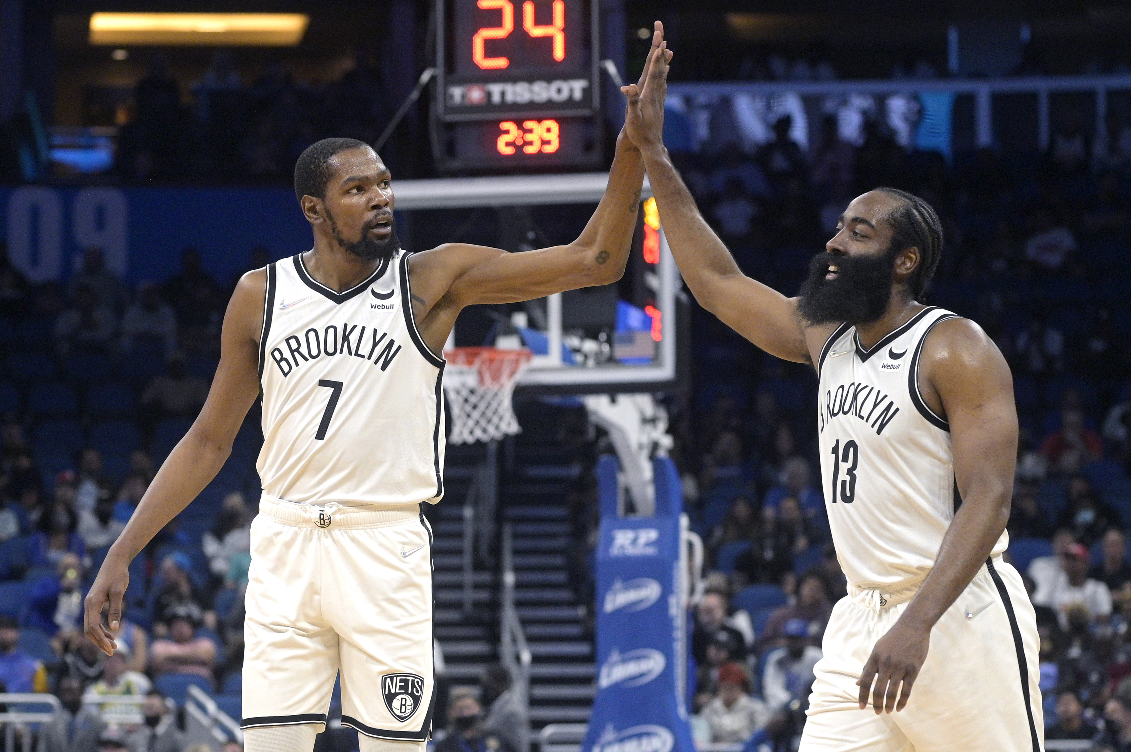 Kevin Durant scores season-high 42 points, James Harden gets triple-double  in debut as Nets clip Magic