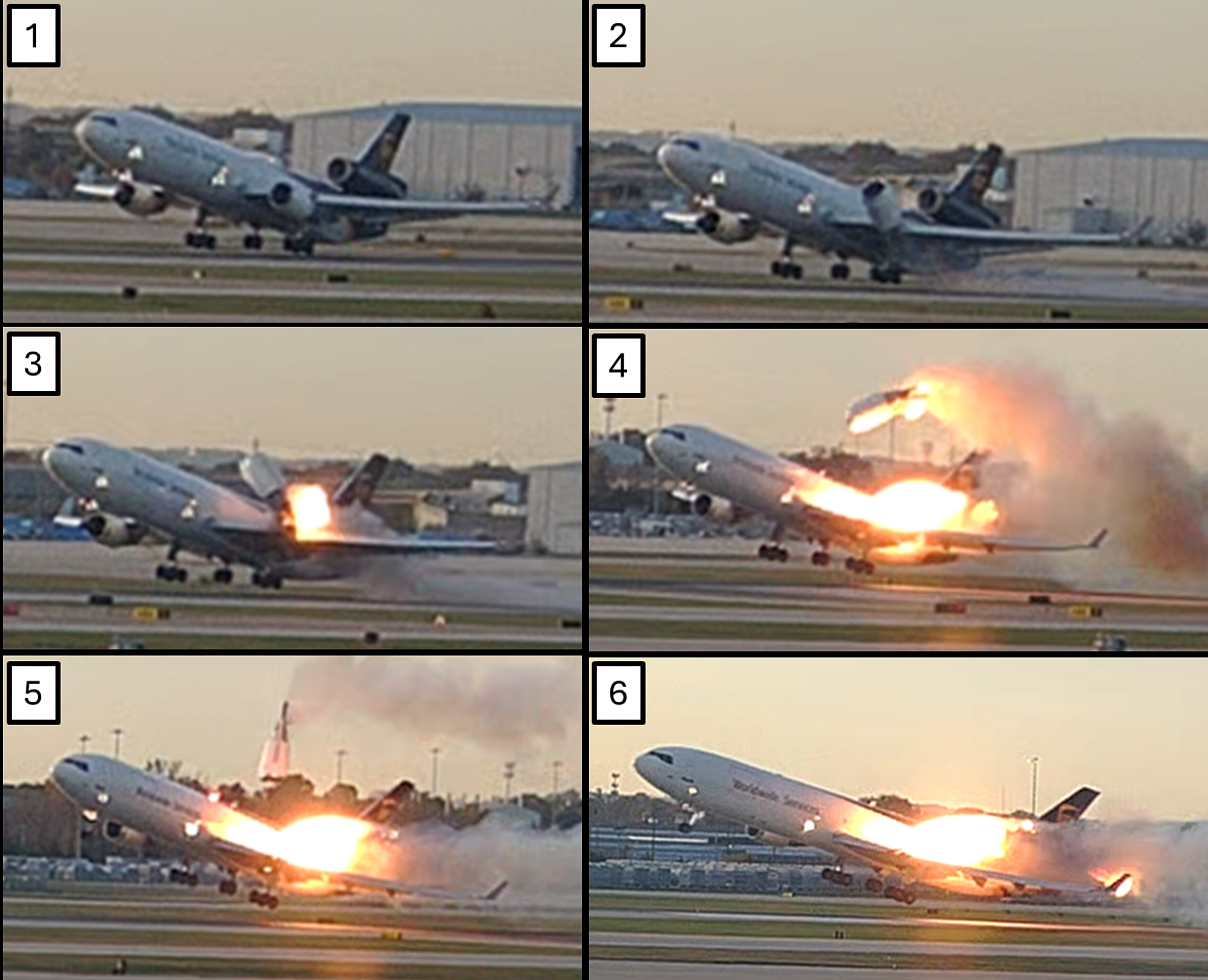 Dramatic photos of doomed UPS plane show the aircraft on fire and