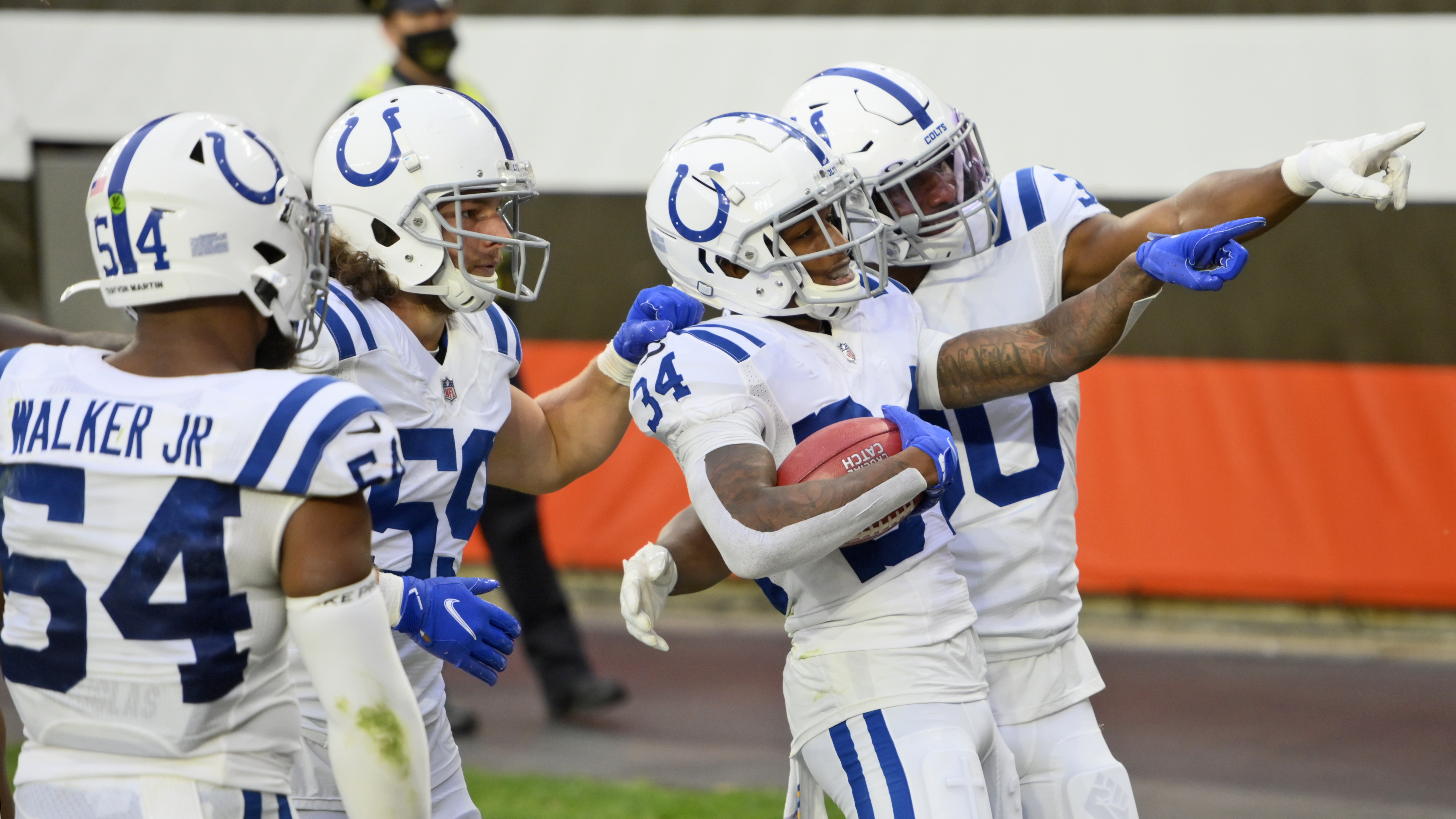 Cleveland Browns defensive backs Ronnie Harrison Jr. and Sheldrick Redwine  vs. Indianapolis Colts, October 11, 2020 