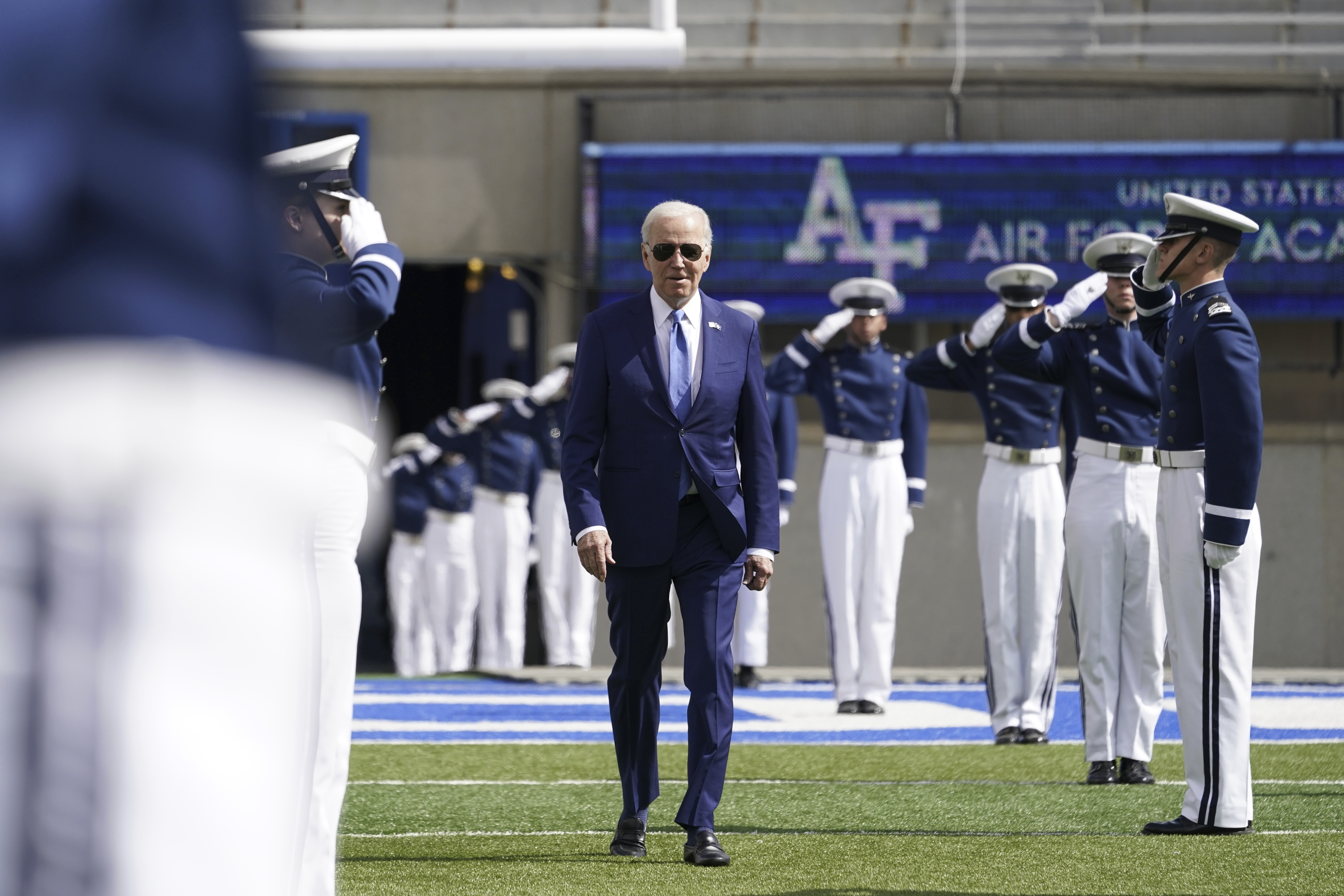 Biden awards football trophy to Air Force Academy