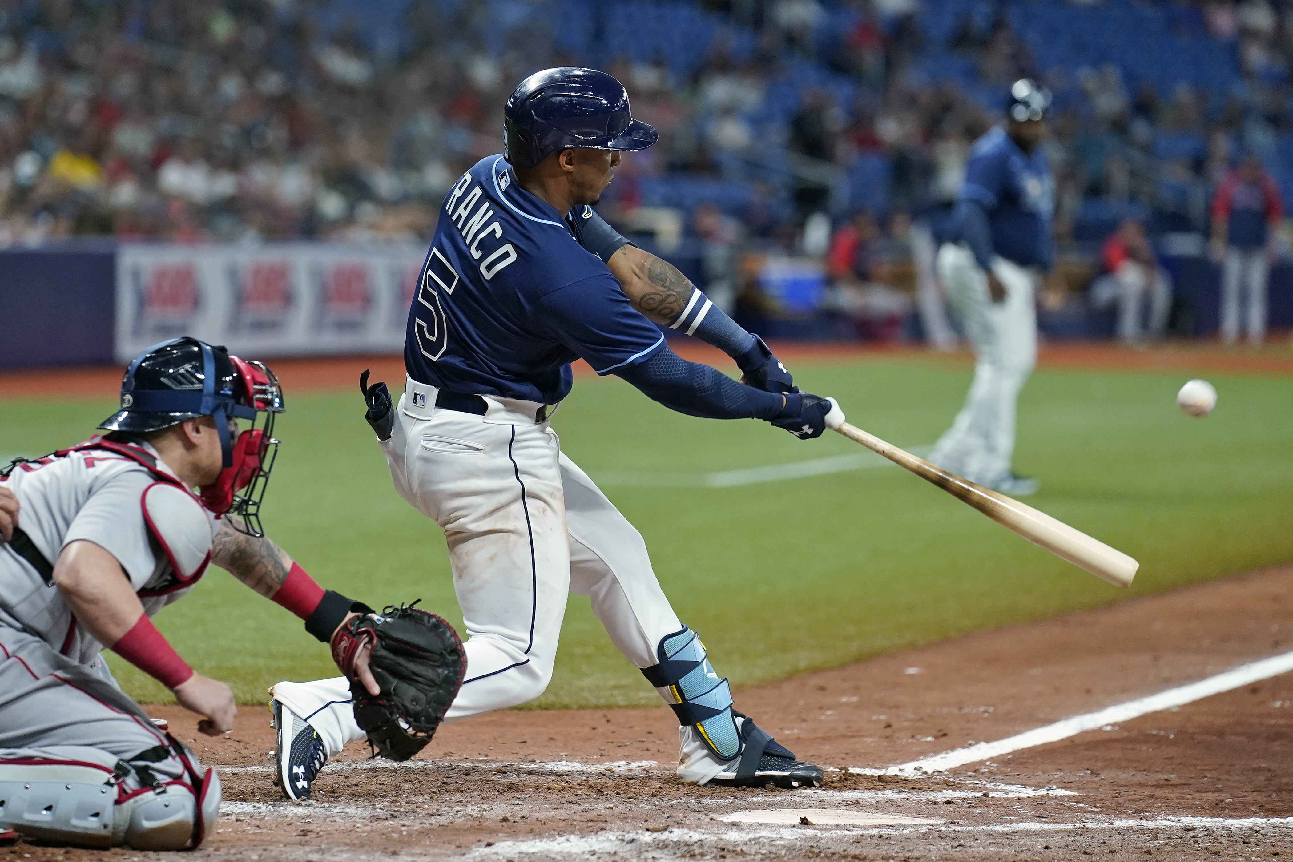 June 23, 2021, Florida, USA: Tampa Bay Rays shortstop Wander Franco  celebrates after his first ever