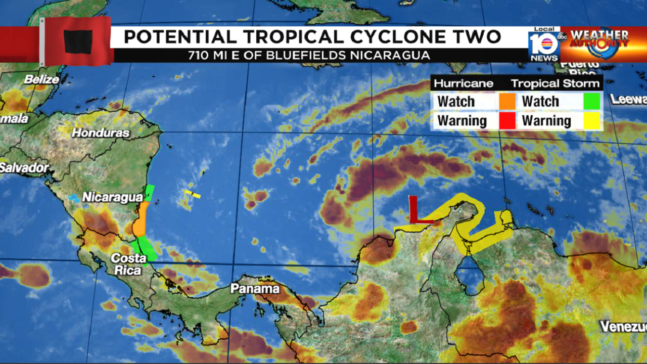 Potential Tropical Cyclone Two clearing South America; expected to strengthen, target Nicaragua and Costa Rica by tomorrow