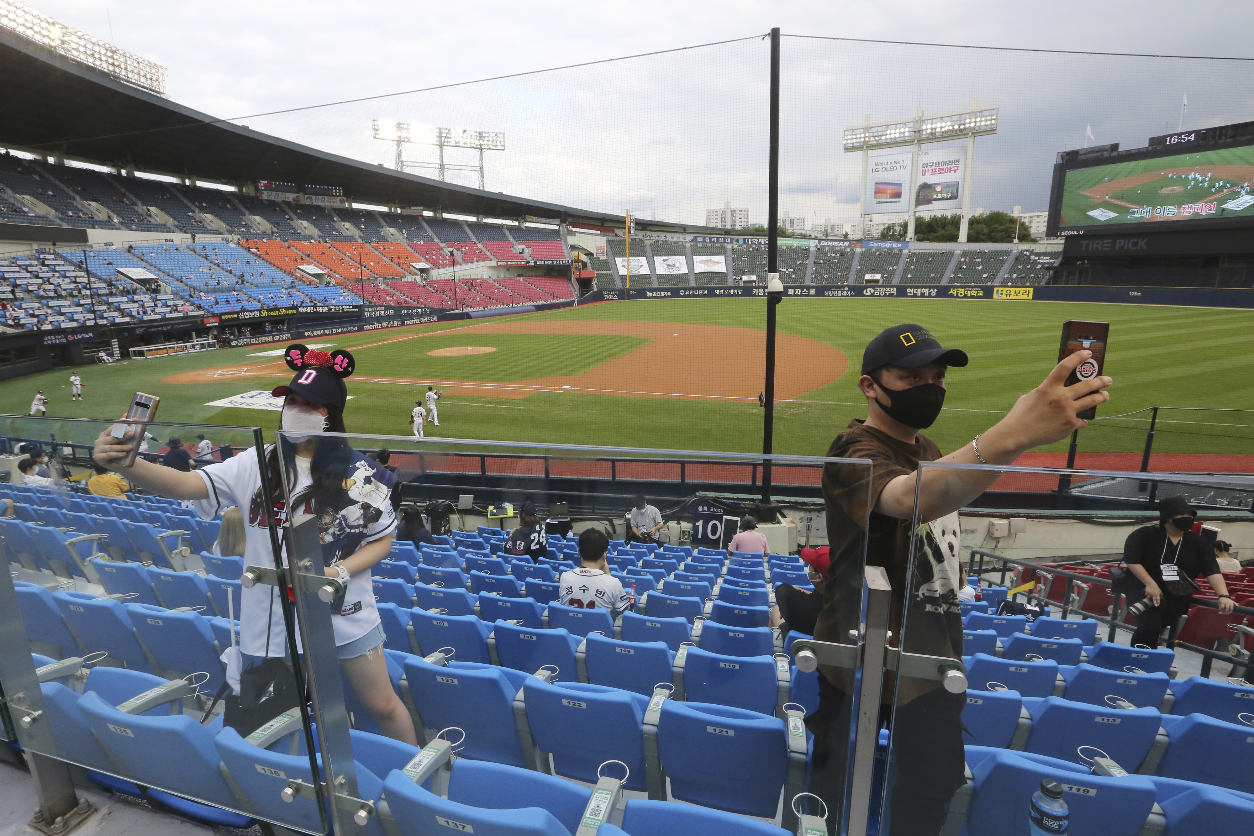 Jamshil baseball stadium staff prepare the field ahead of LG