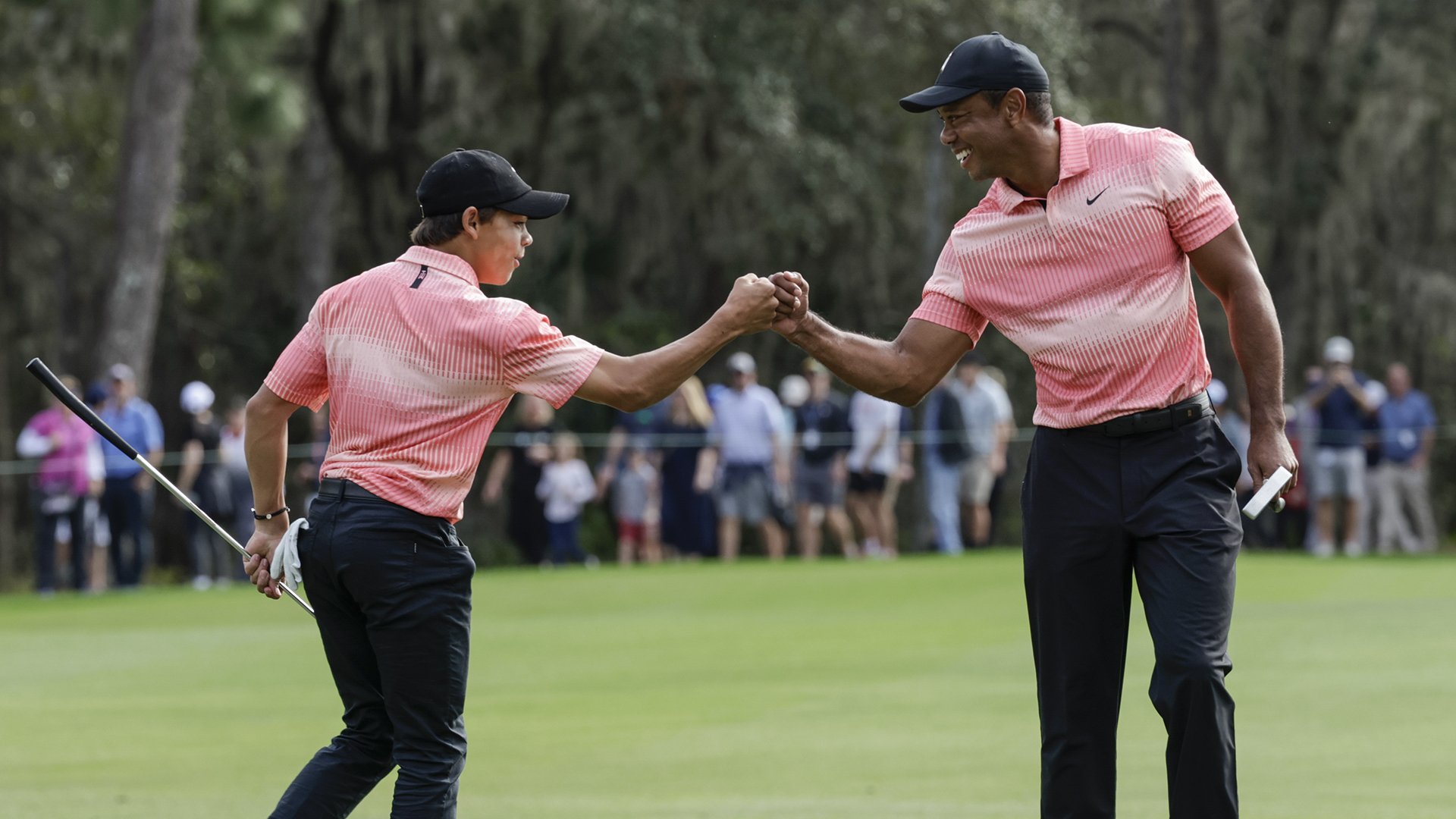 Tiger Woods and son hobble to a 59 and are 2 back of Team Thomas