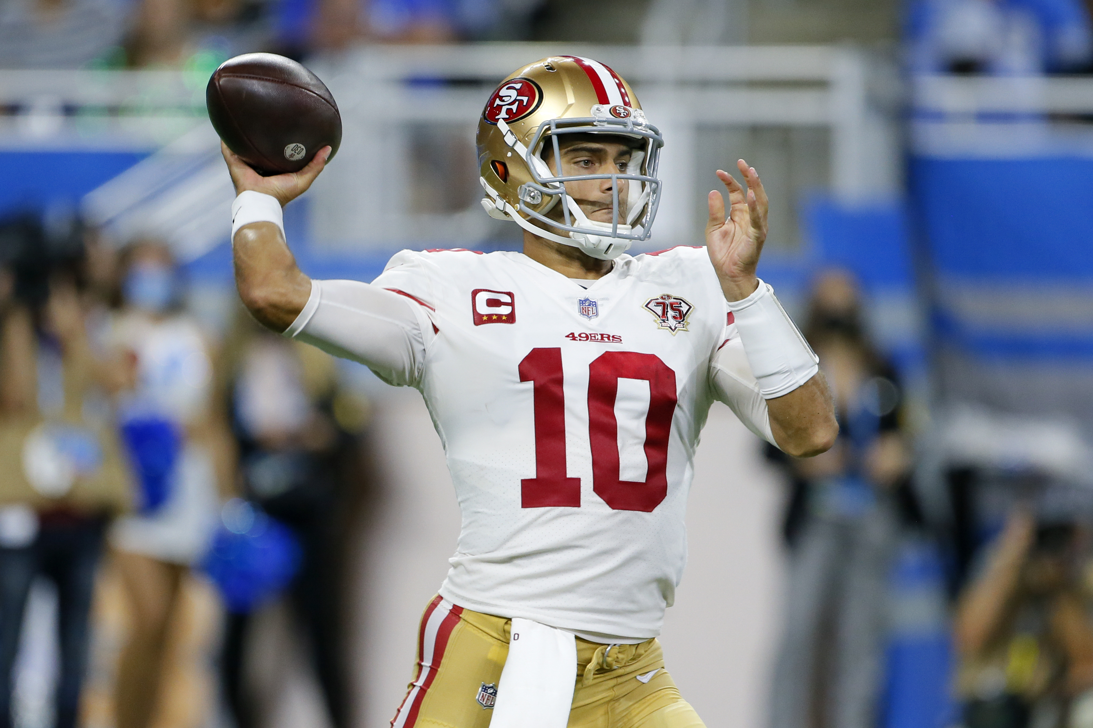 49ers build 28-point lead, hold on for 41-33 win over Lions - The San Diego  Union-Tribune