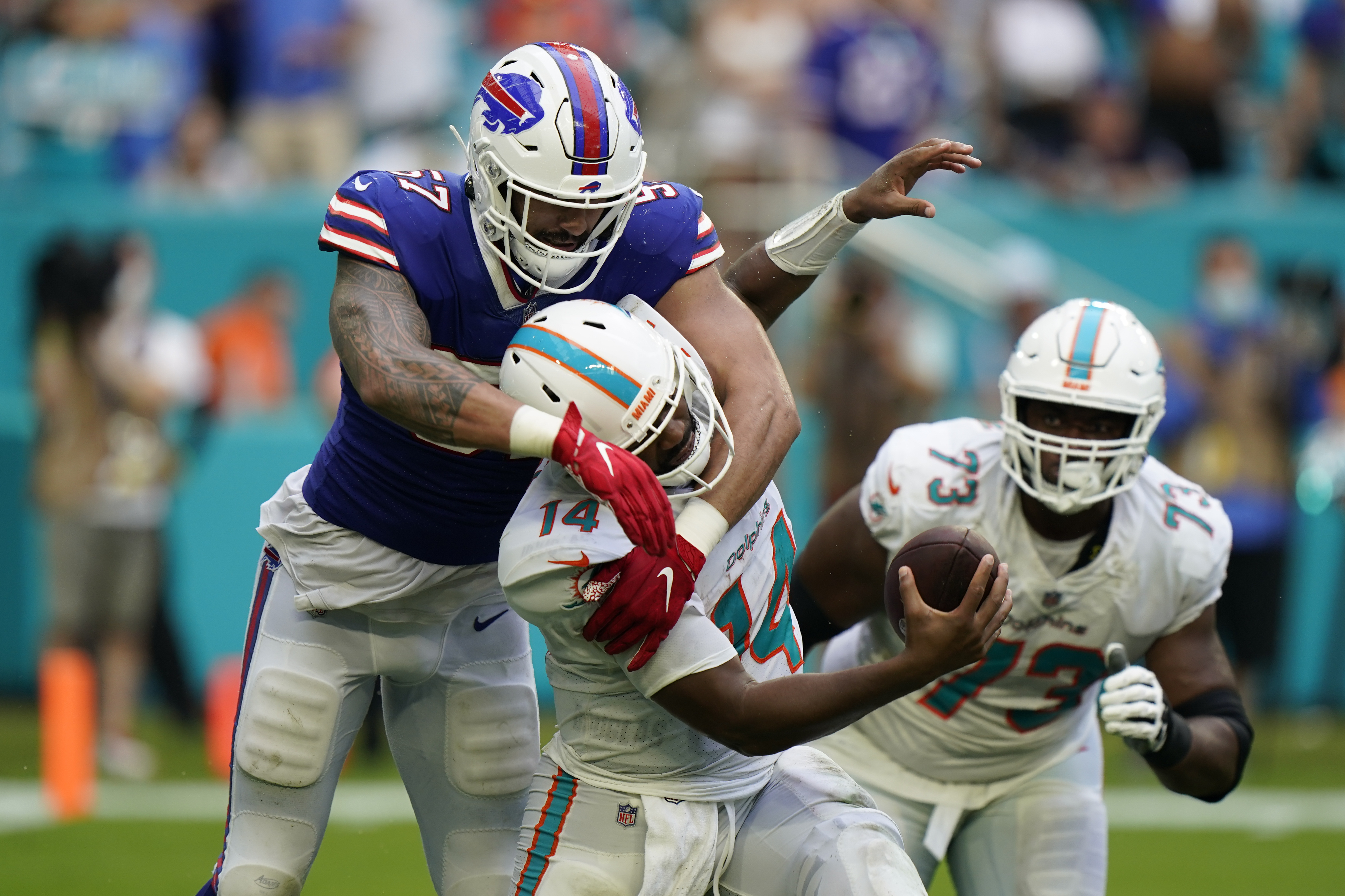 Tua Tagovailoa, A.J. Epenesa, Bills at Dolphins 9/19/2021 - ESPN 98.1 FM -  850 AM WRUF