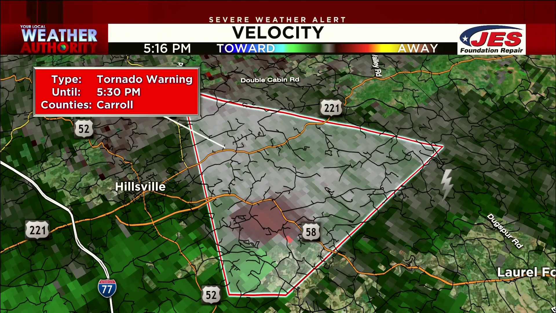 Carroll County Va Map Tornado Warning Issued For Part Of Carroll County Expires