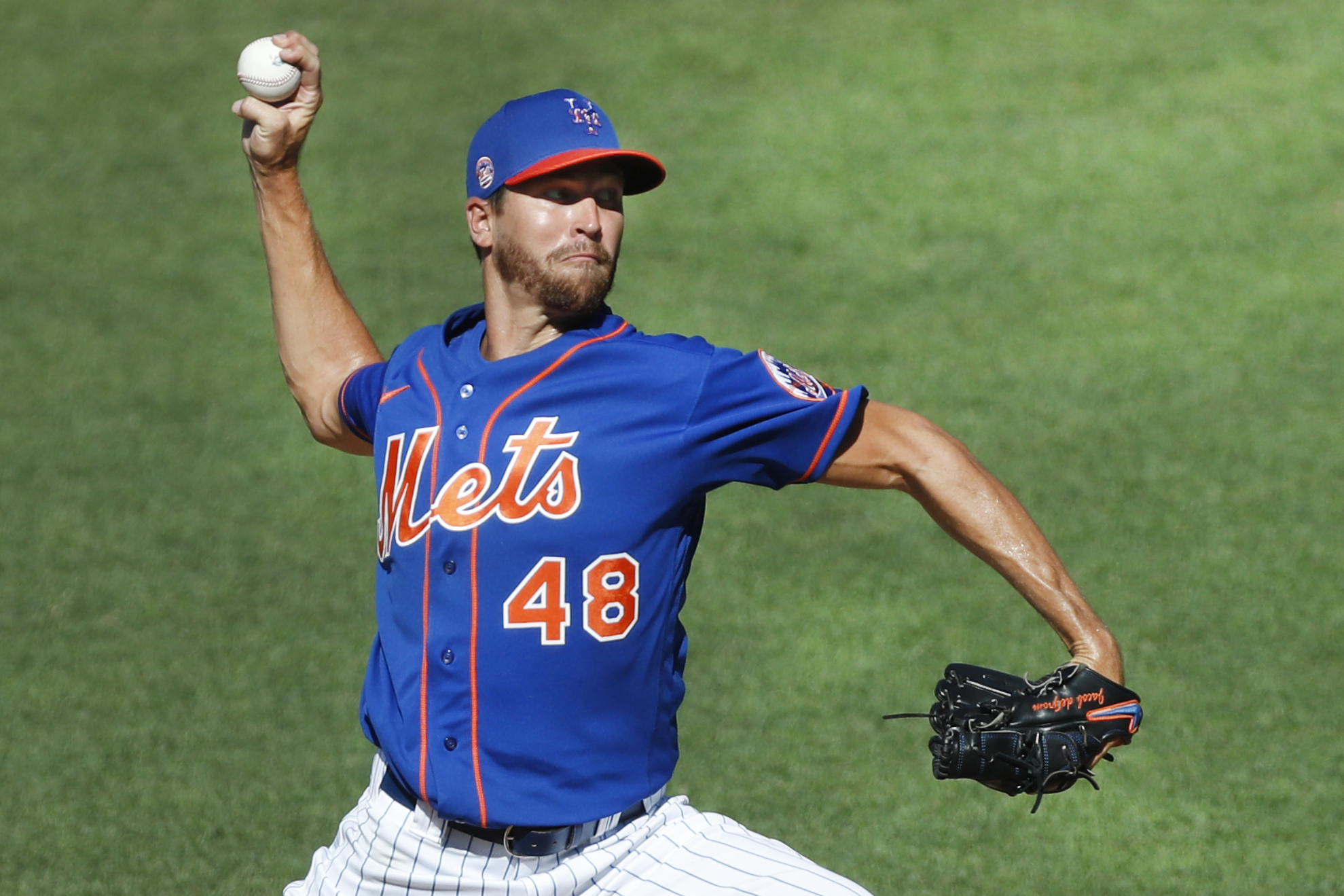 New York Mets starting pitcher Jacob deGrom strikes out Yankees Austin  Romine