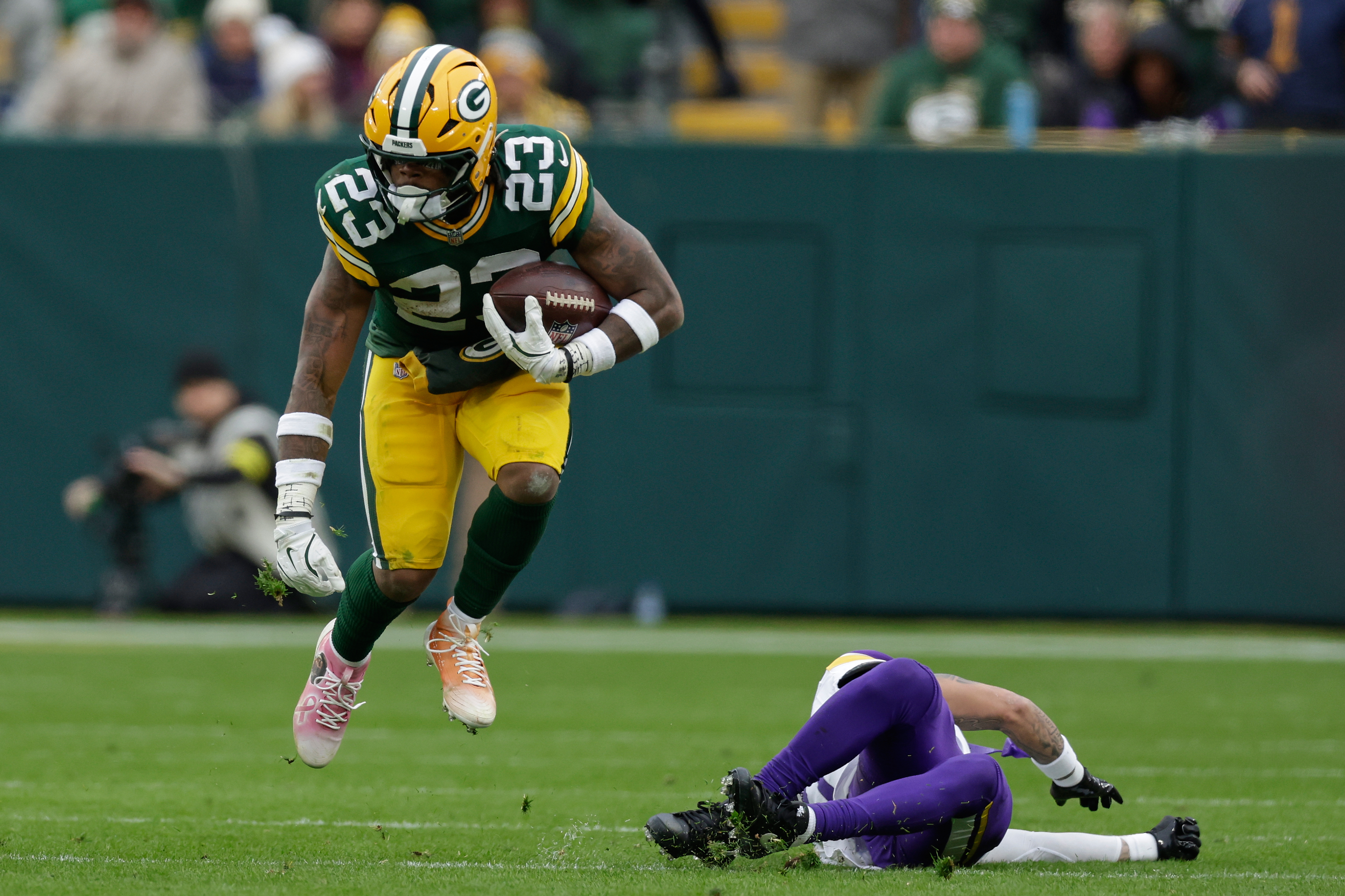 Packers running back Emanuel Wilson joins Josh Jacobs on injured