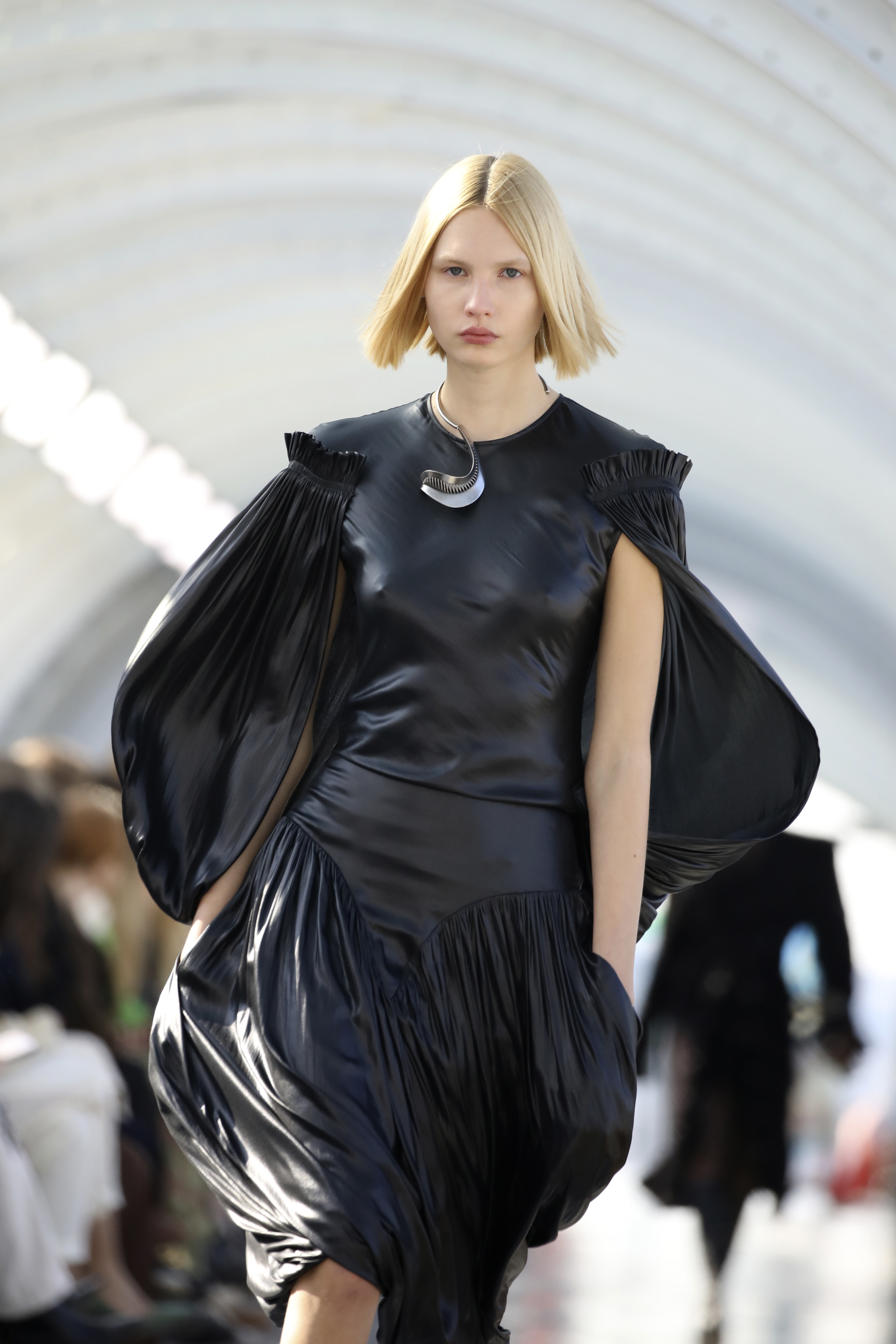 A model wears a creation as part of the Louis Vuitton Ready To Wear  Fall/Winter 2022-2023 fashion collection, unveiled during the Fashion Week  in Paris, Monday, March 7, 2022. (Photo by Vianney