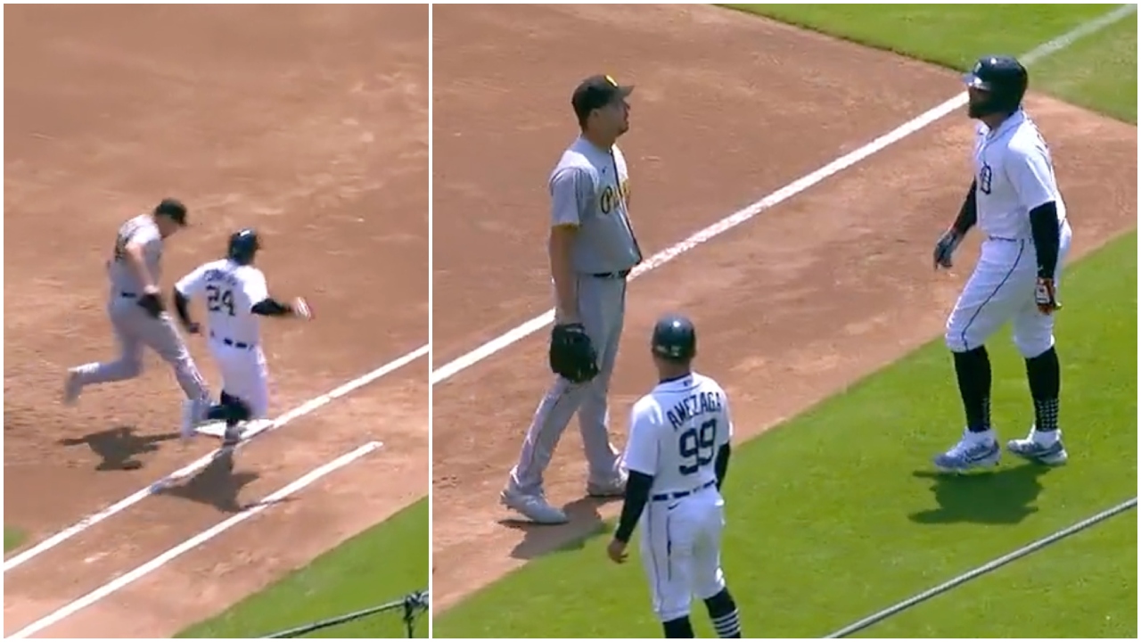 Miguel Cabrera gets his uniform dirty quickly in first game at first base  since 2019 