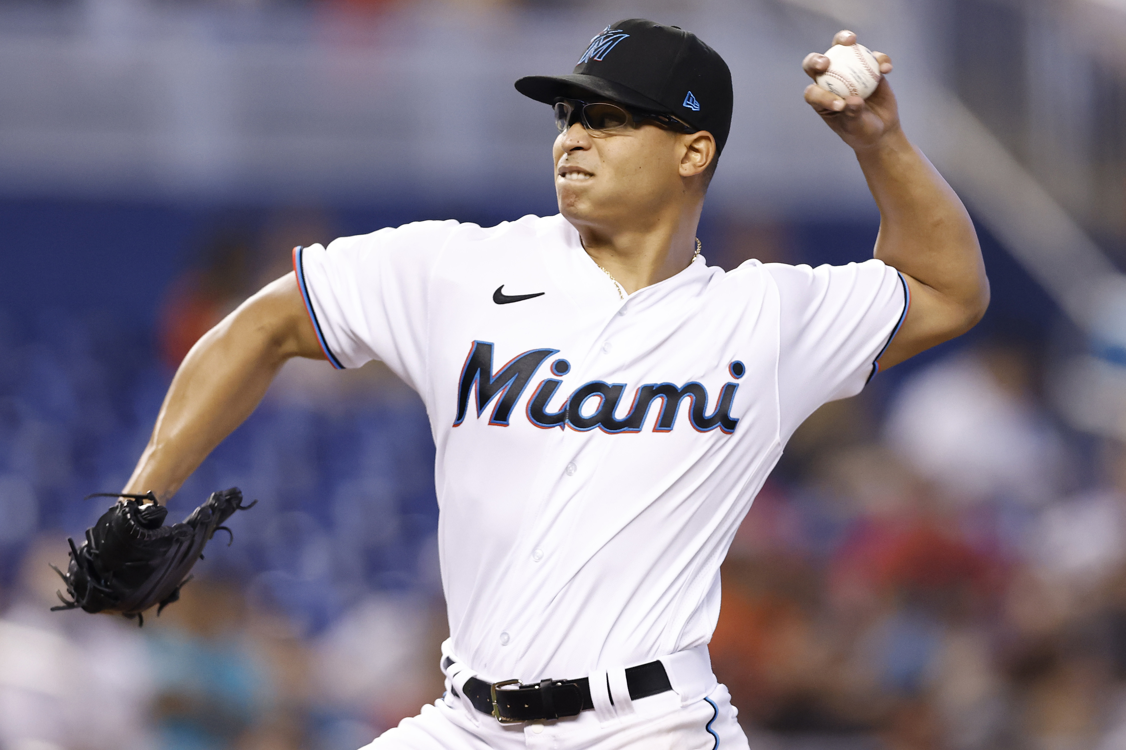 Jesus Luzardo of the Miami Marlins pitches against the New York News  Photo - Getty Images