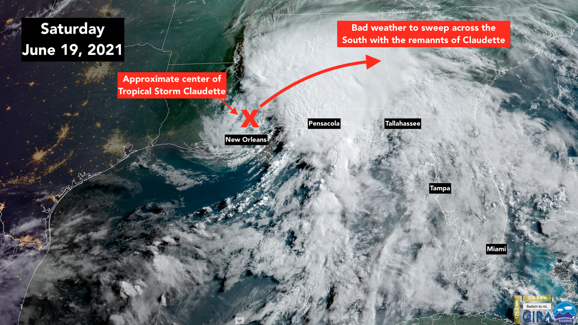 Tropical Storm Force Winds Spread Across The Florida Panhandle From Tropical Storm Claudette