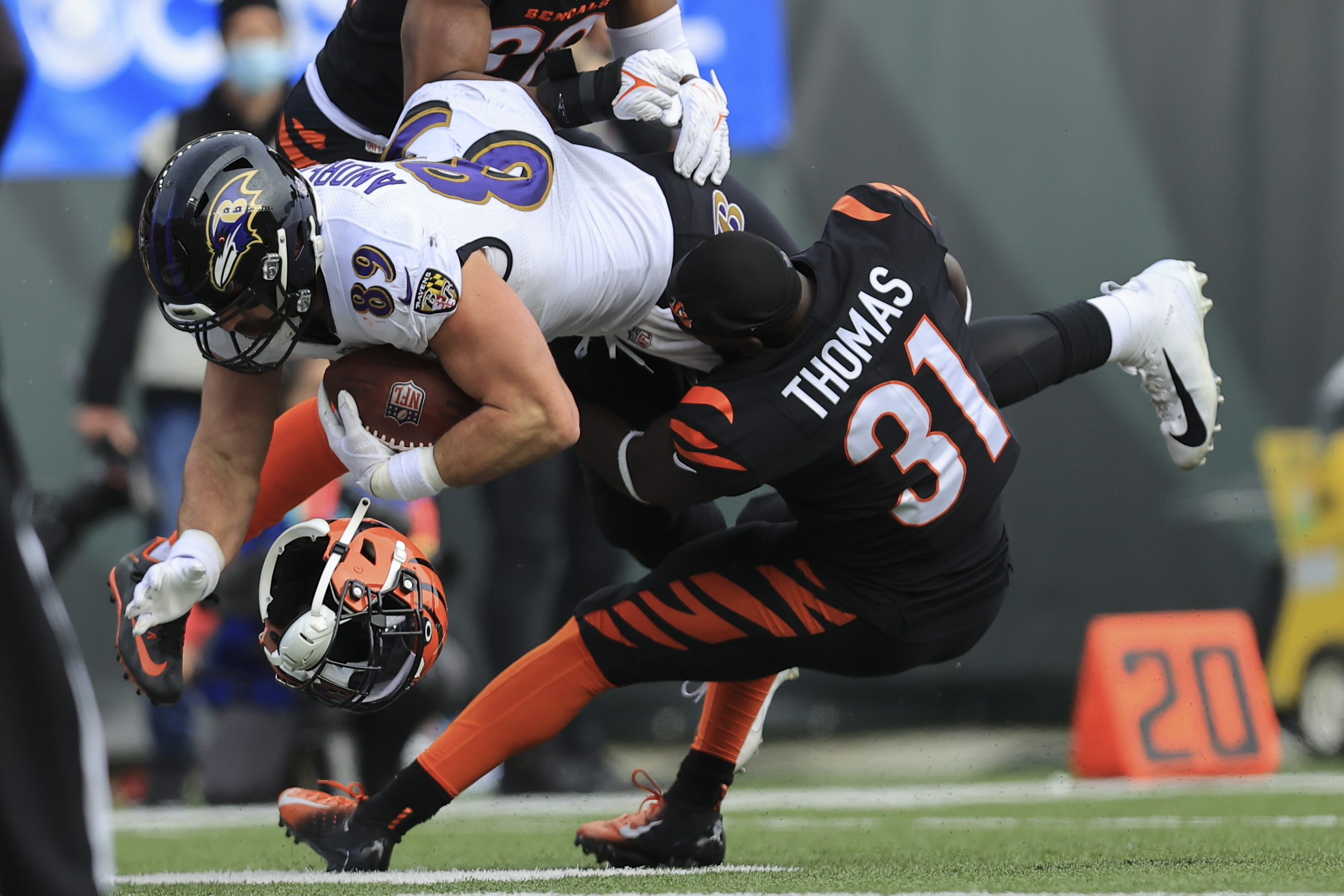 Rashod Bateman Baltimore Ravens Autographed 16 x 20 Touchdown vs. Bengals  Photograph