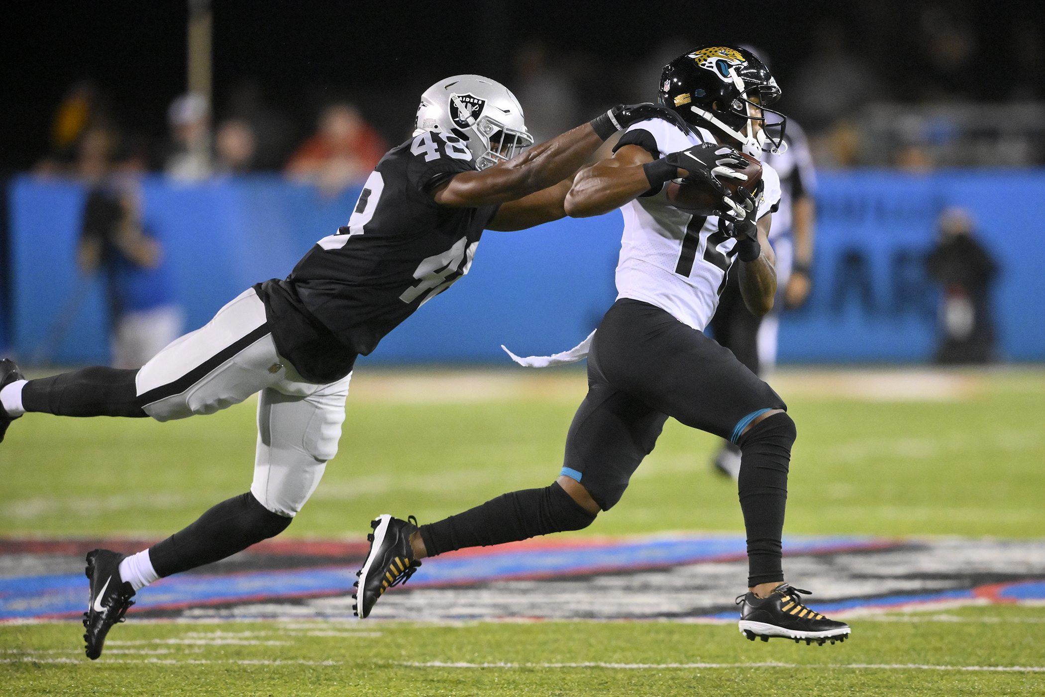 Jacksonville Jaguars wide receiver Willie Johnson (81) returns a kickoff  during the second half of an NFL preseason football game against the  Pittsburgh Steelers, Saturday, Aug. 20, 2022, in Jacksonville, Fla. (AP