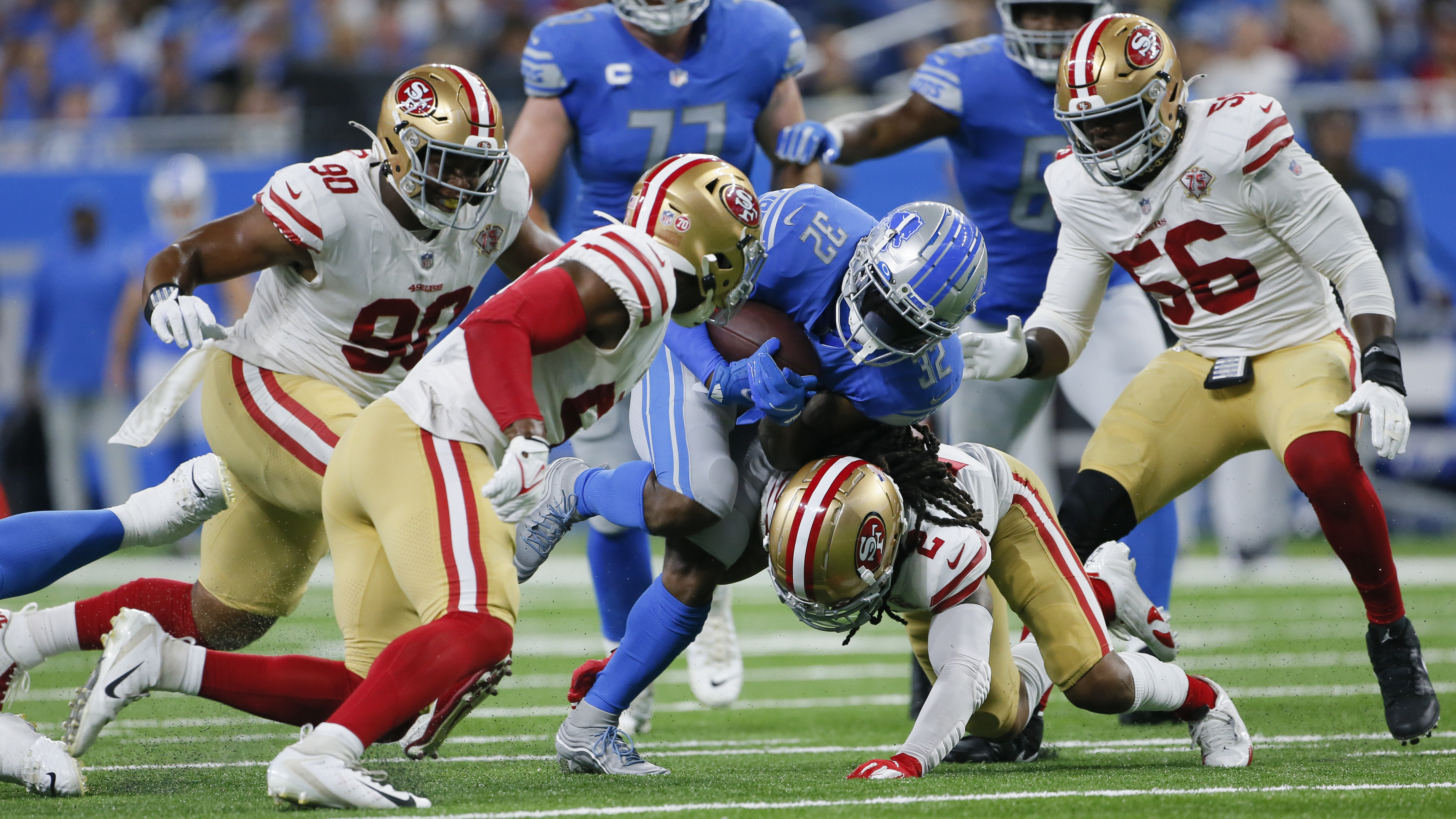 49ers build 28-point lead, hold on for 41-33 win over Lions - The San Diego  Union-Tribune