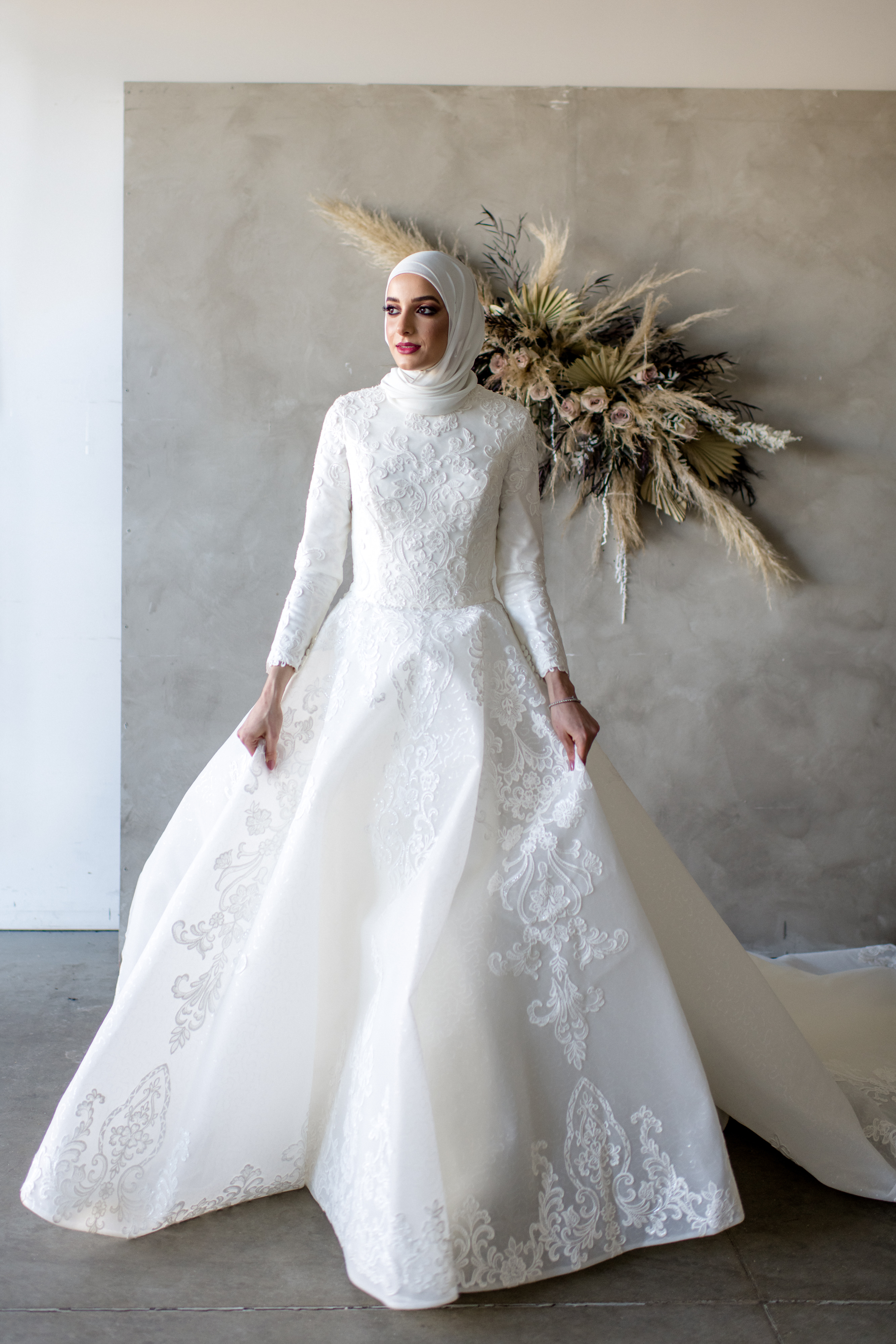 Hijabi brides white on sale dress