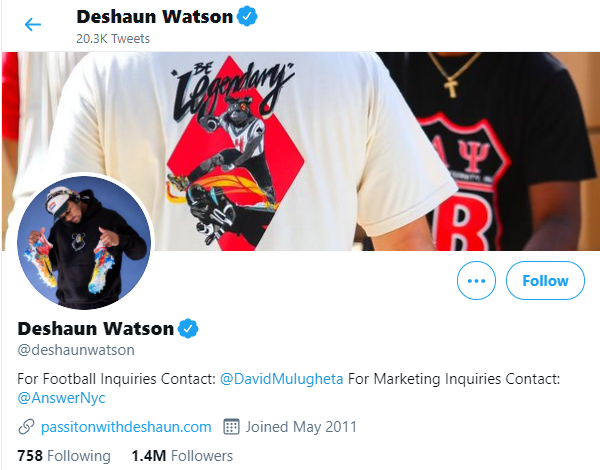 Deshaun Watson removes all Houston Texans references from social