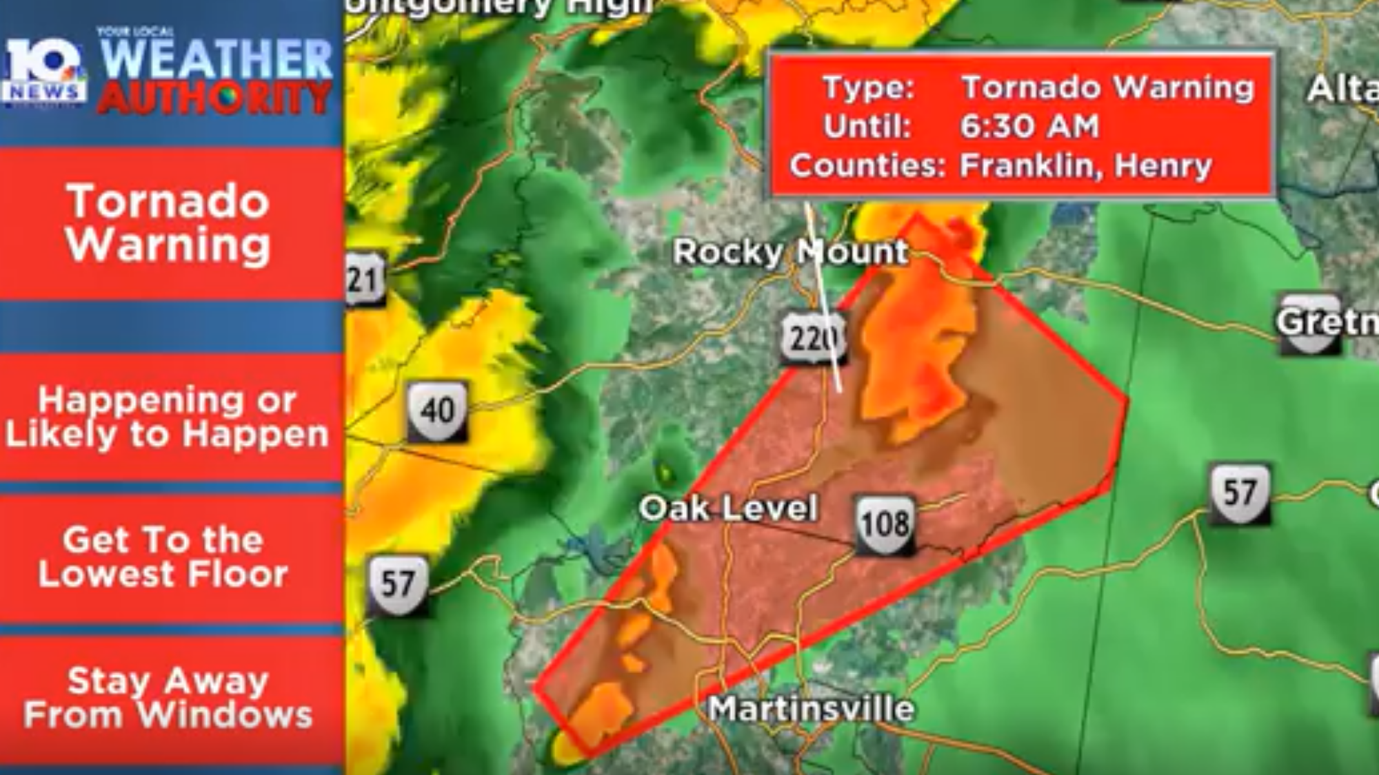 Tornado warning issued for parts of Franklin, Henry counties expires