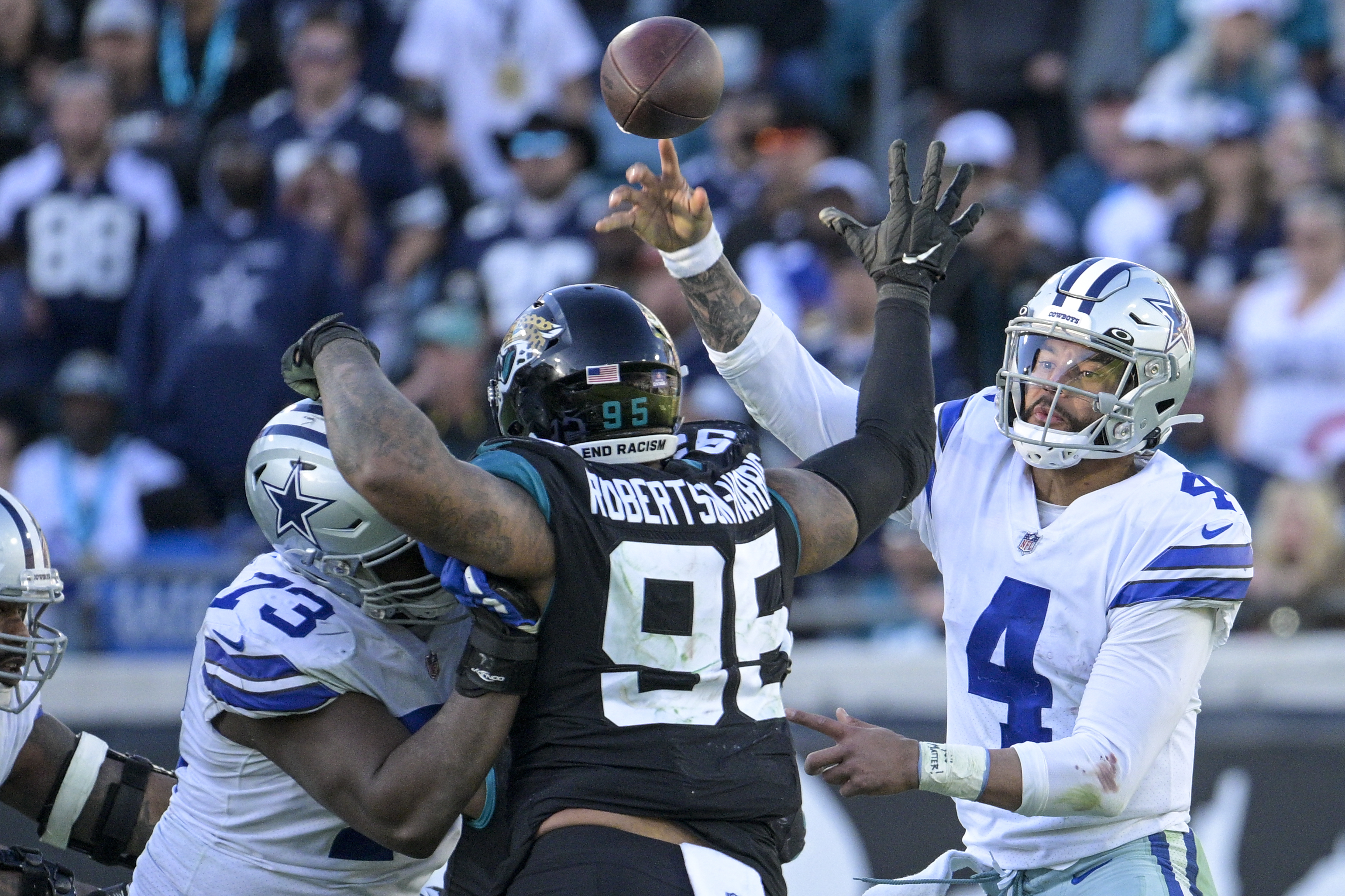 Dallas Cowboys 34-40 Jacksonville Jaguars, Prescott interception