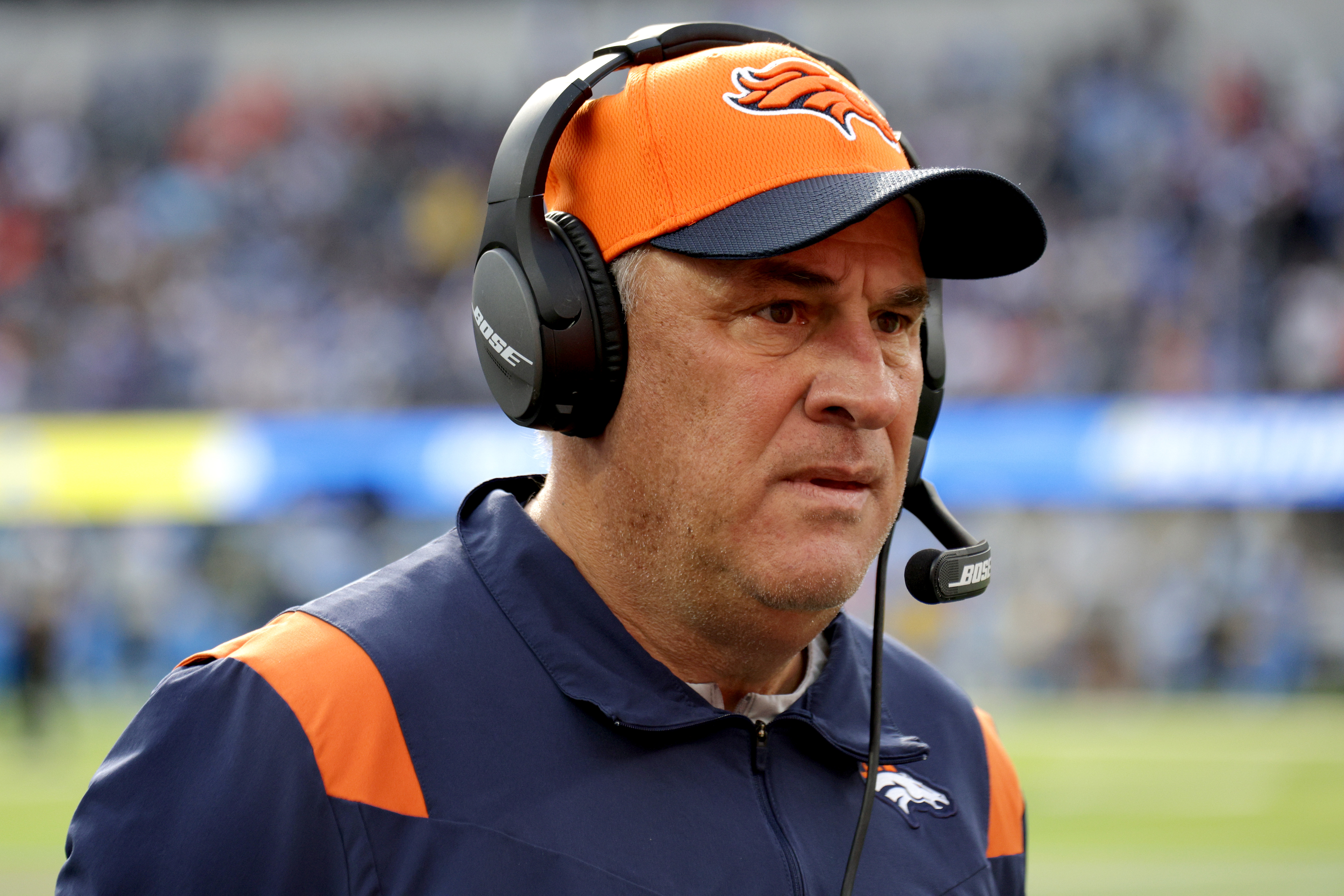 Denver Broncos head coach Vic Fangio leaves the field after an NFL