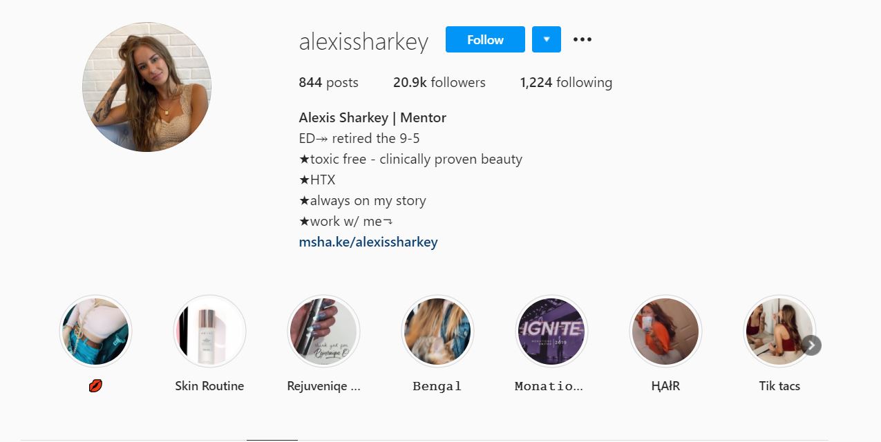 Alexis Sharkey: Inside her social media presence