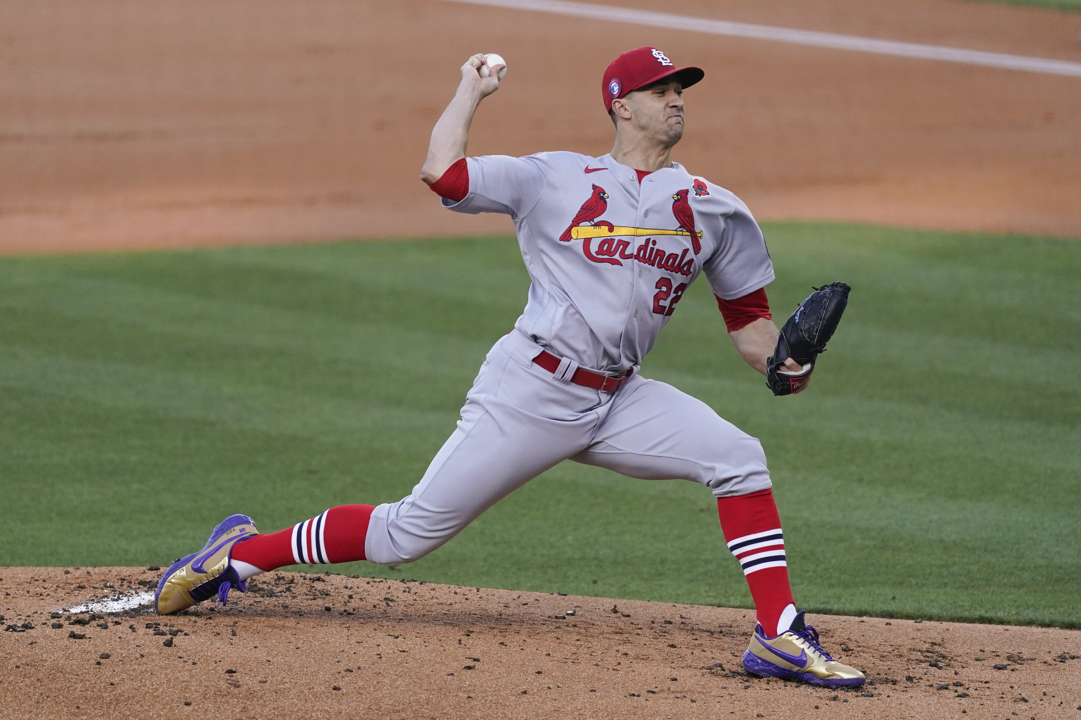 Jack Flaherty of the St. Louis Cardinals looks on prior to a game