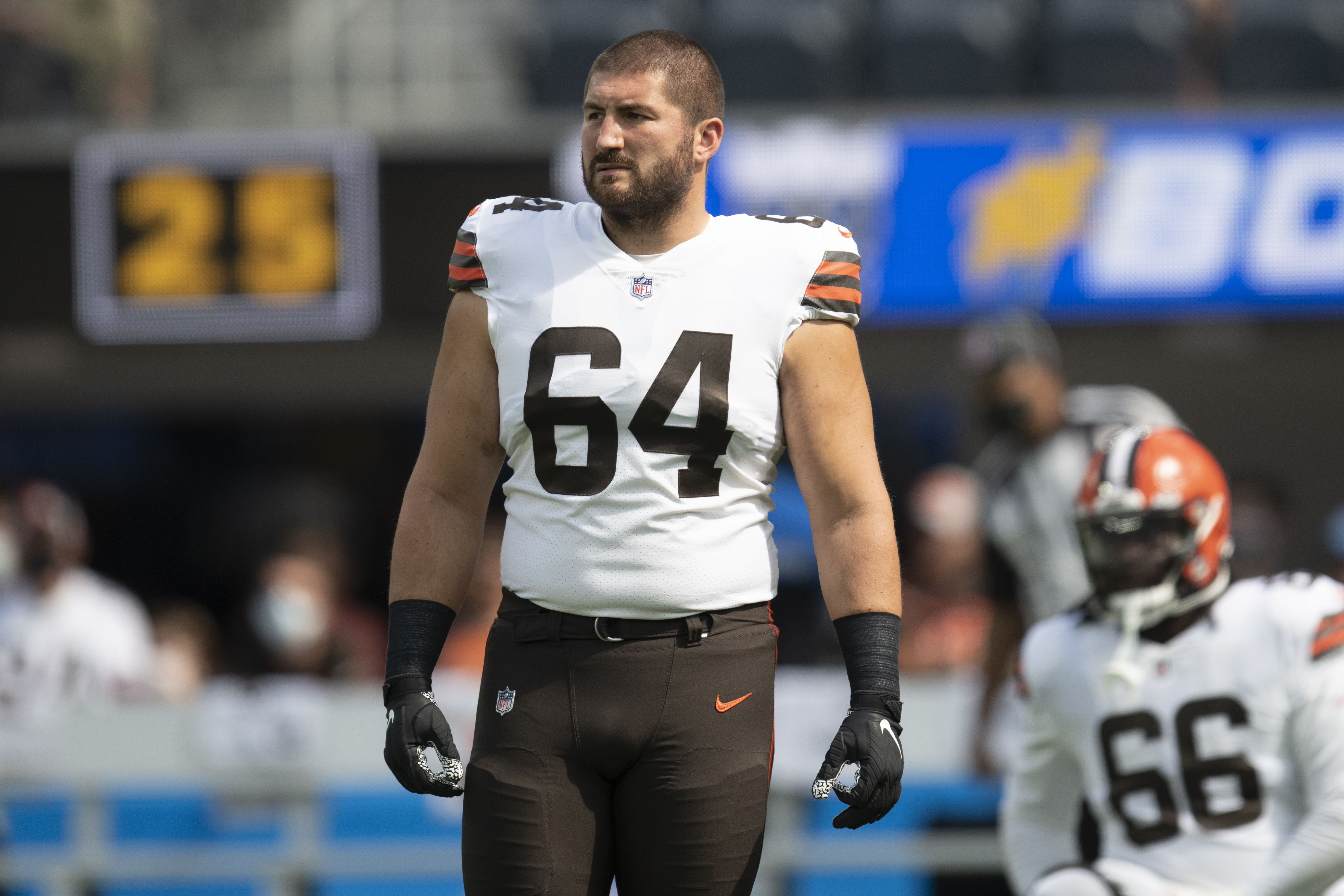 JC Tretter Cleveland Browns Nike Practice-Used #64 White Jersey from the  2021-22 NFL Season