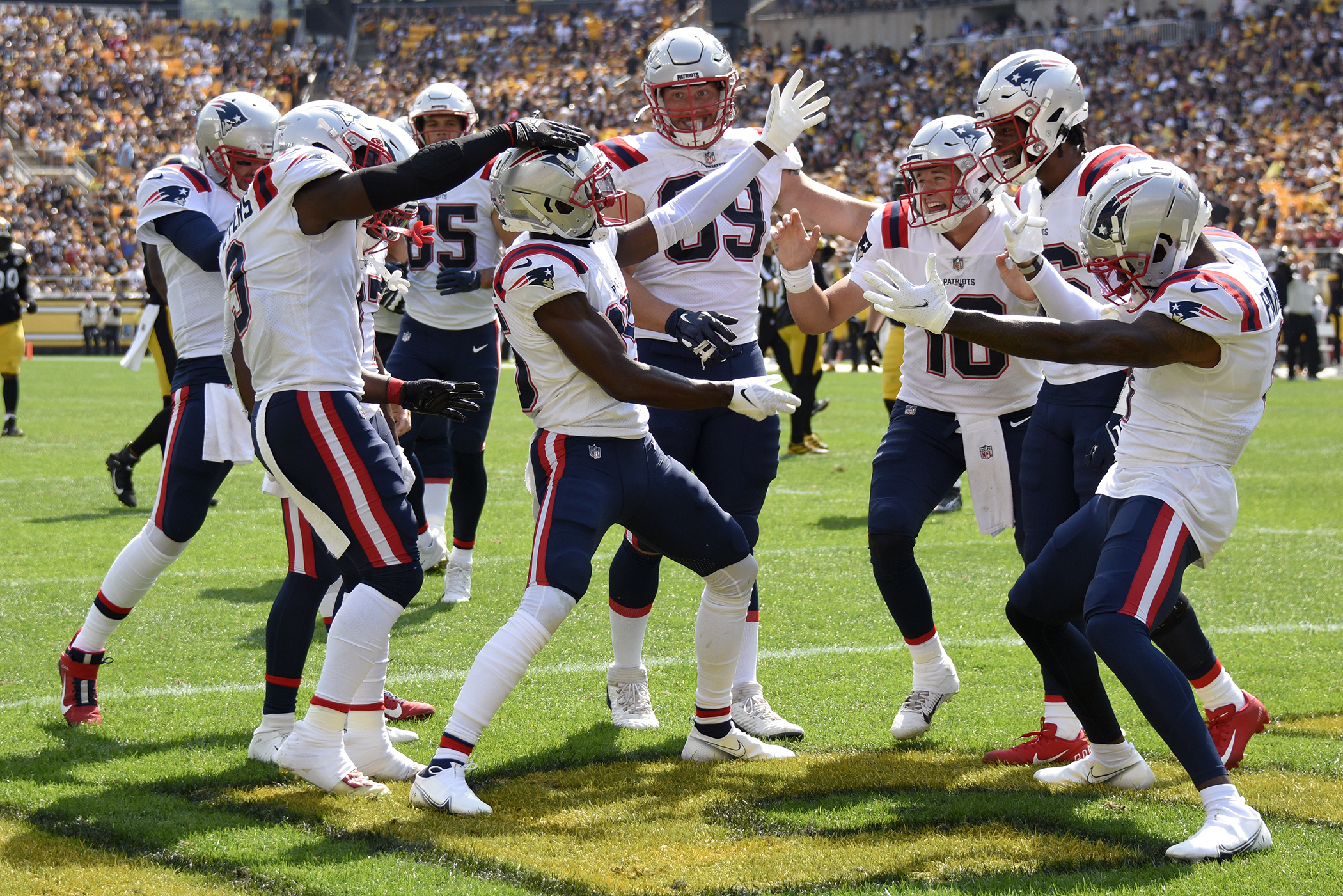 Wide receiver Gunner Olszewski of the New England Patriots runs the