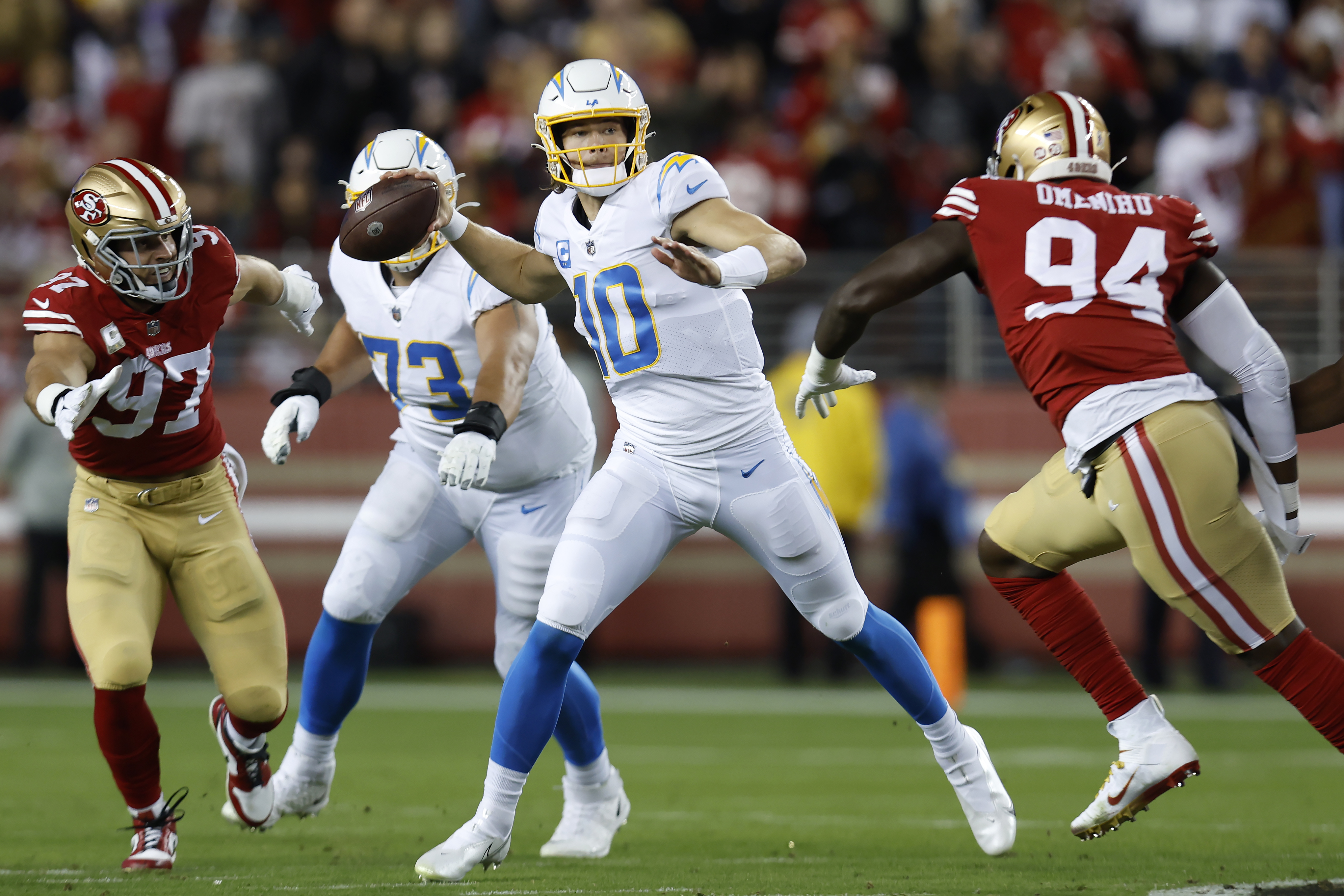 McCaffrey's TD, stout D lead 49ers past Chargers 22-16