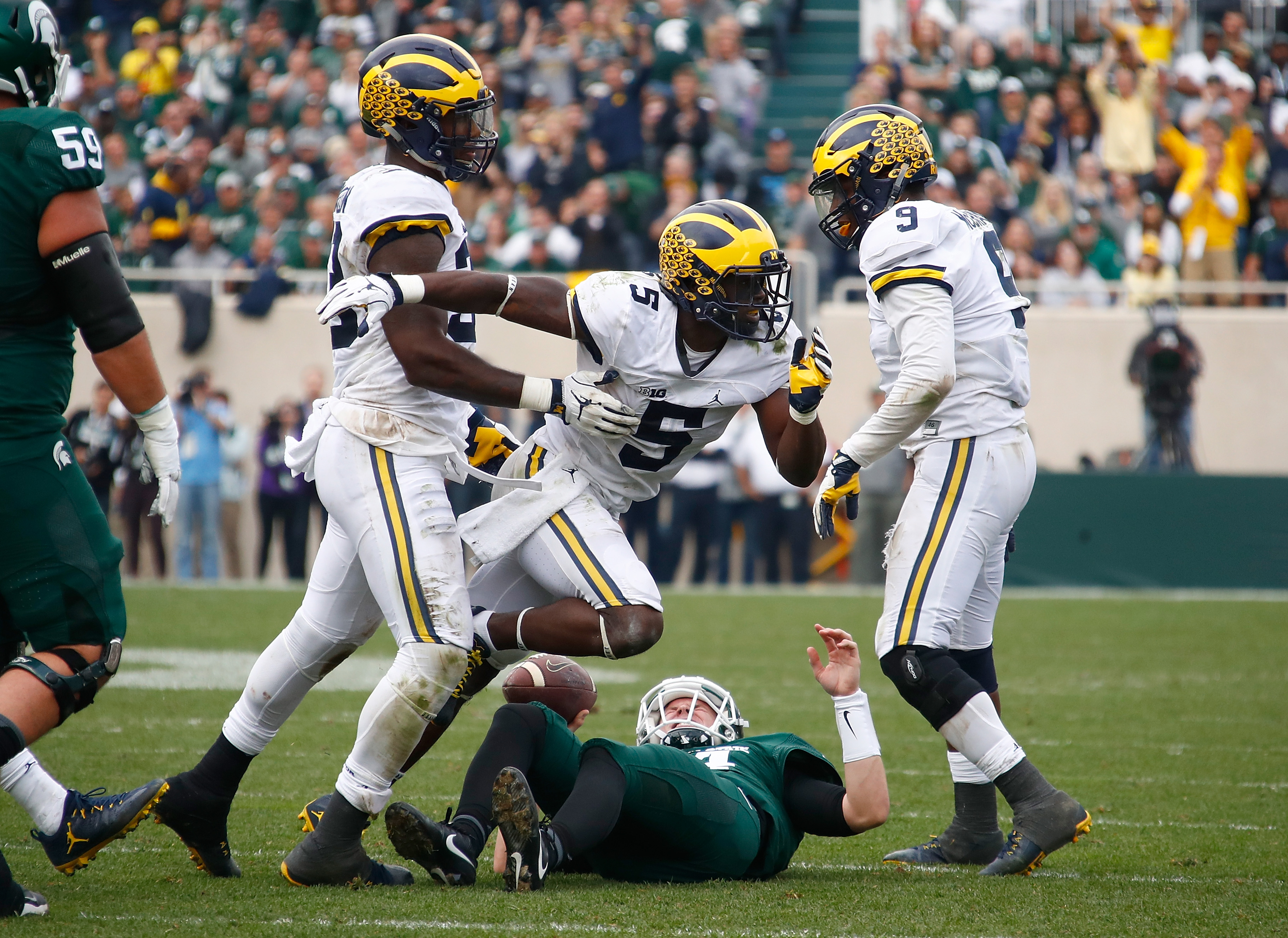 Men's Wolverines #5 Jabrill Peppers Yellow College Football Jersey