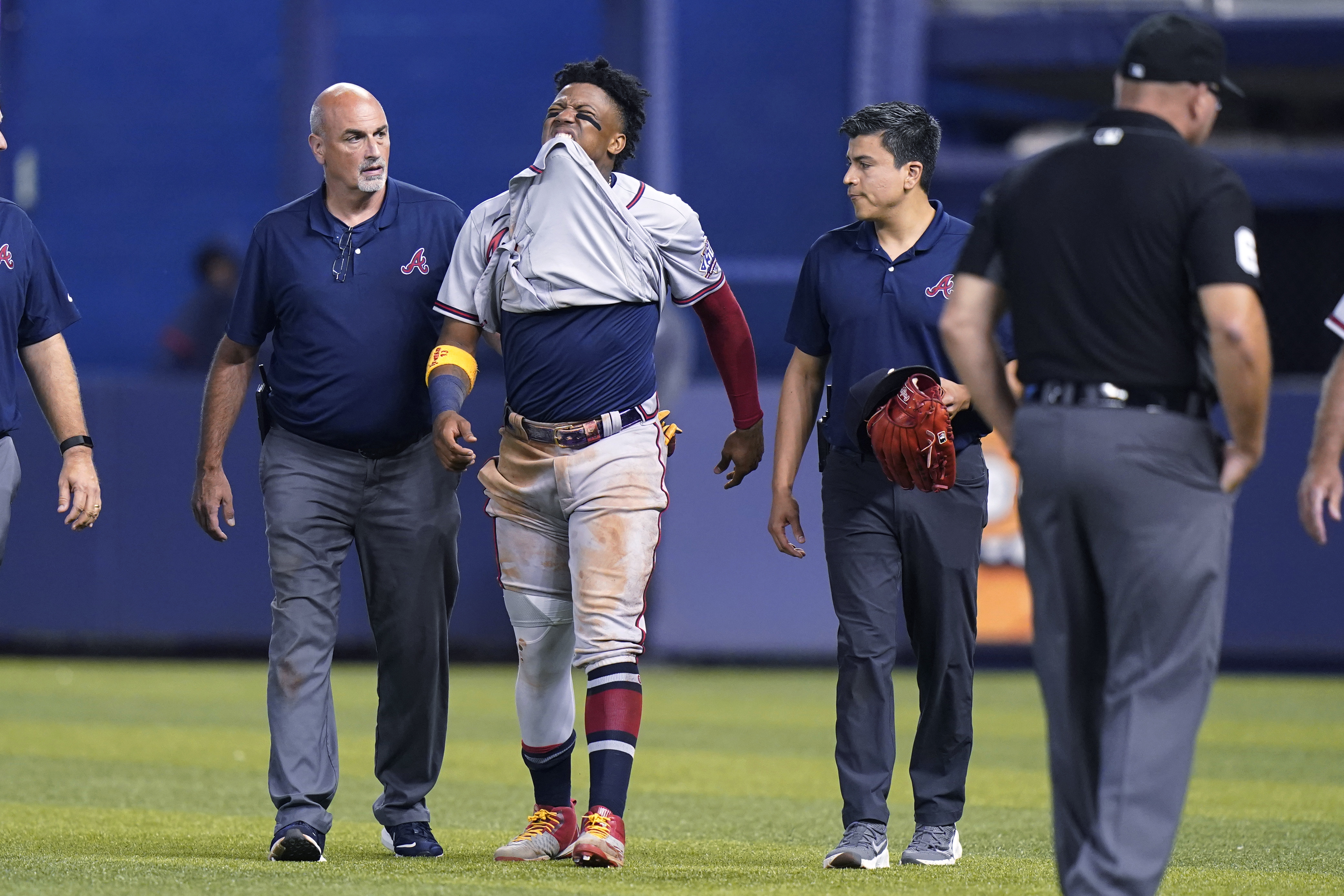 Braves star Acuña out for season after tearing knee vs Miami