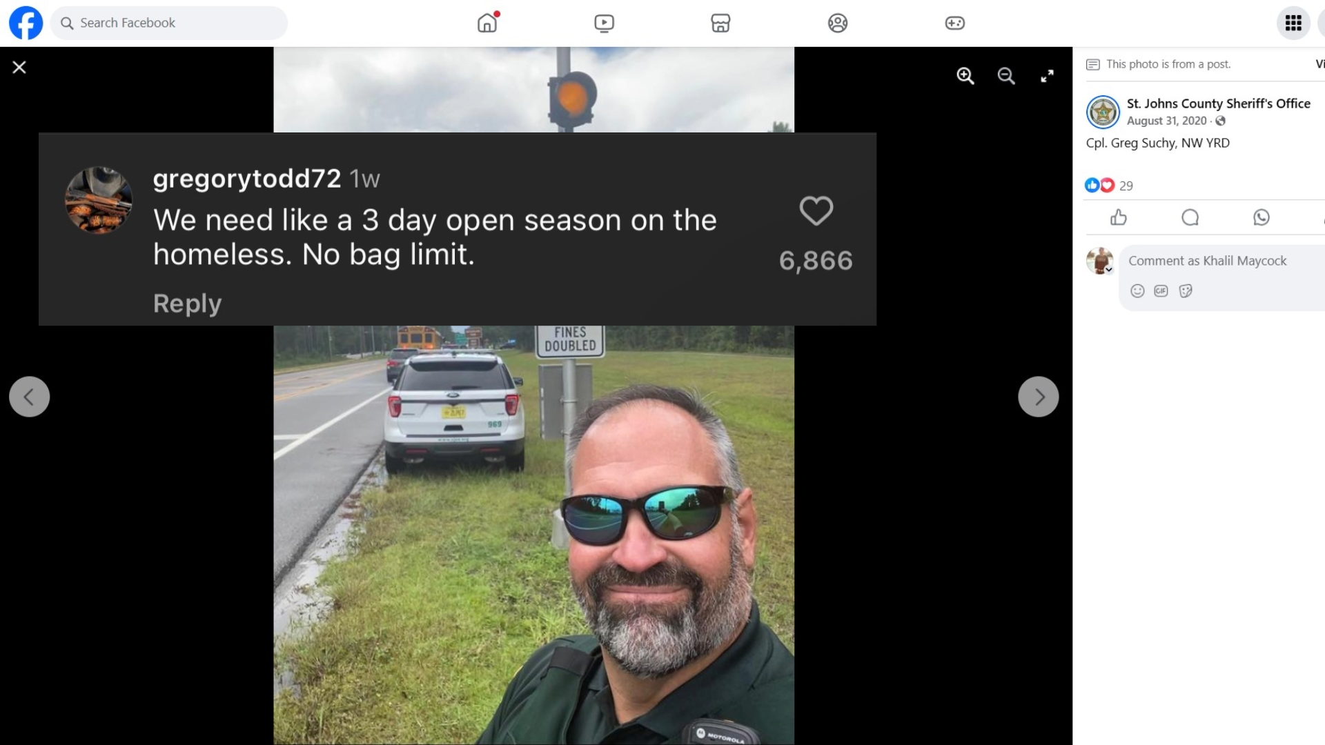 Controversial social media comment from St. Johns County deputy