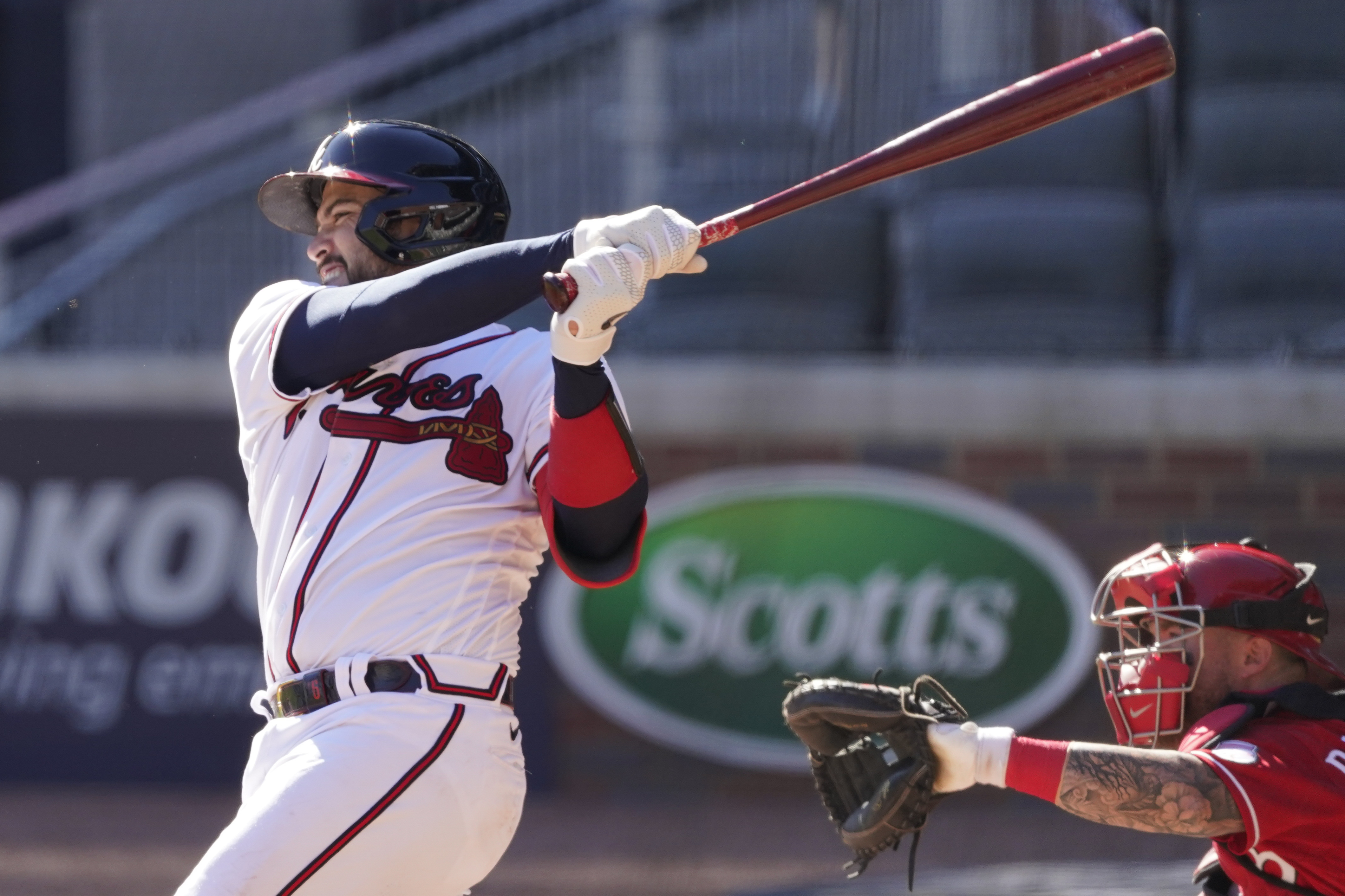 Joey Votto Hit Single Baseball off Max Fried - April 7, 2022 - Opening Day  at Truist Park