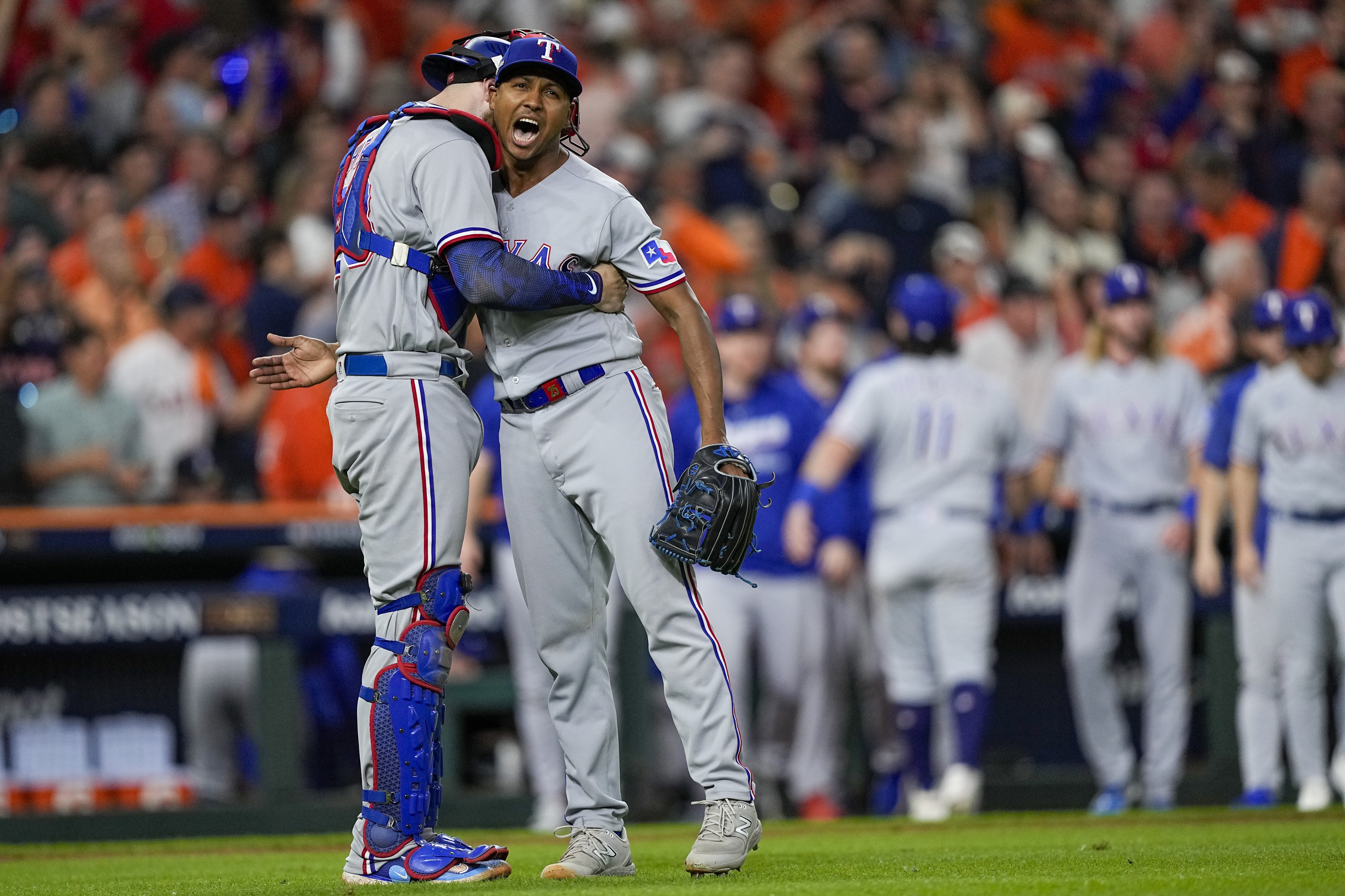 Rangers build big early lead off Valdez, hold on for 5-4 win over Astros to  take 2-0 lead in ALCS