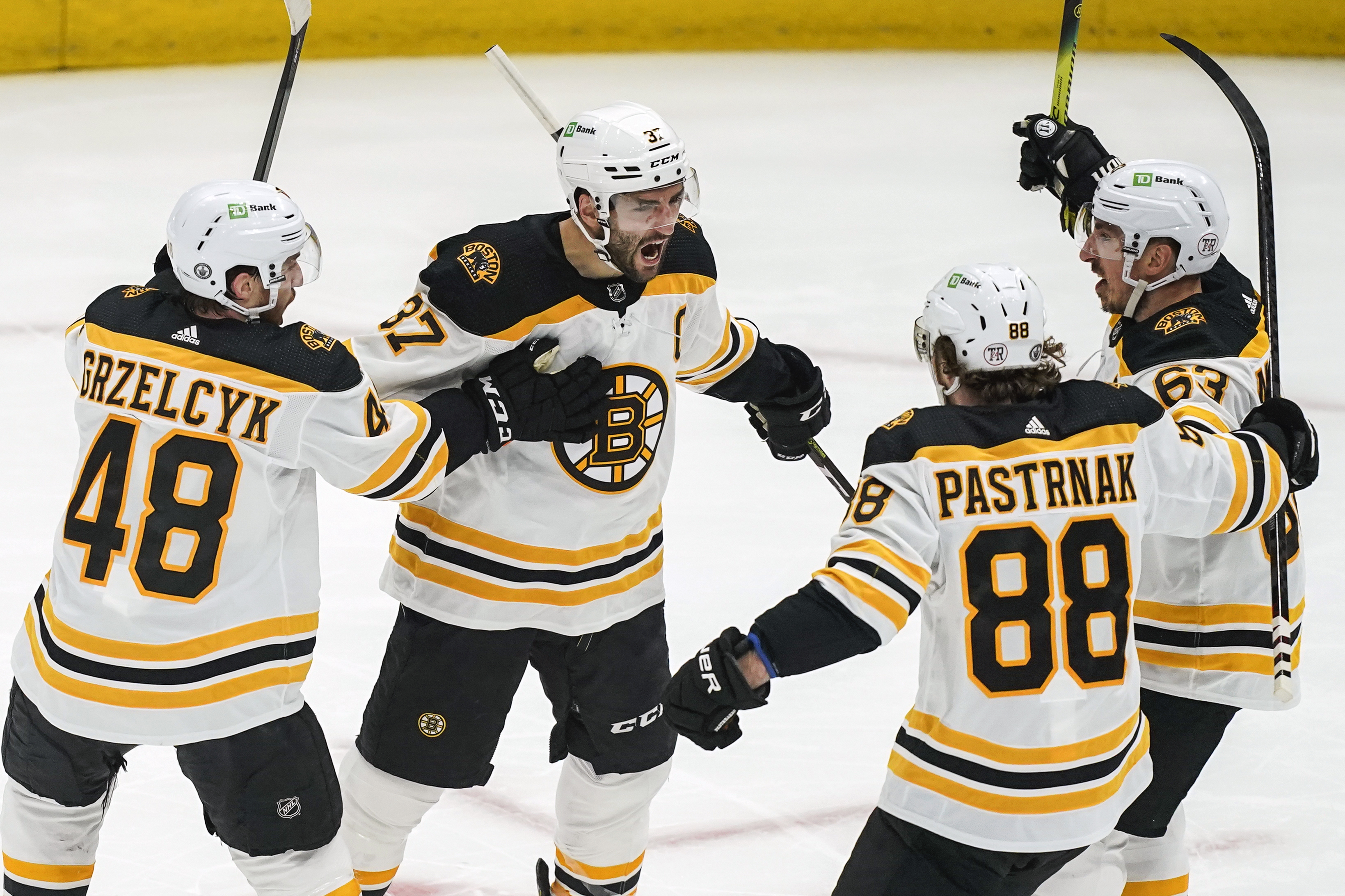 Patrice Bergeron and Brad Marchand - 2019 NHL Stanley Cup Final - Game Five
