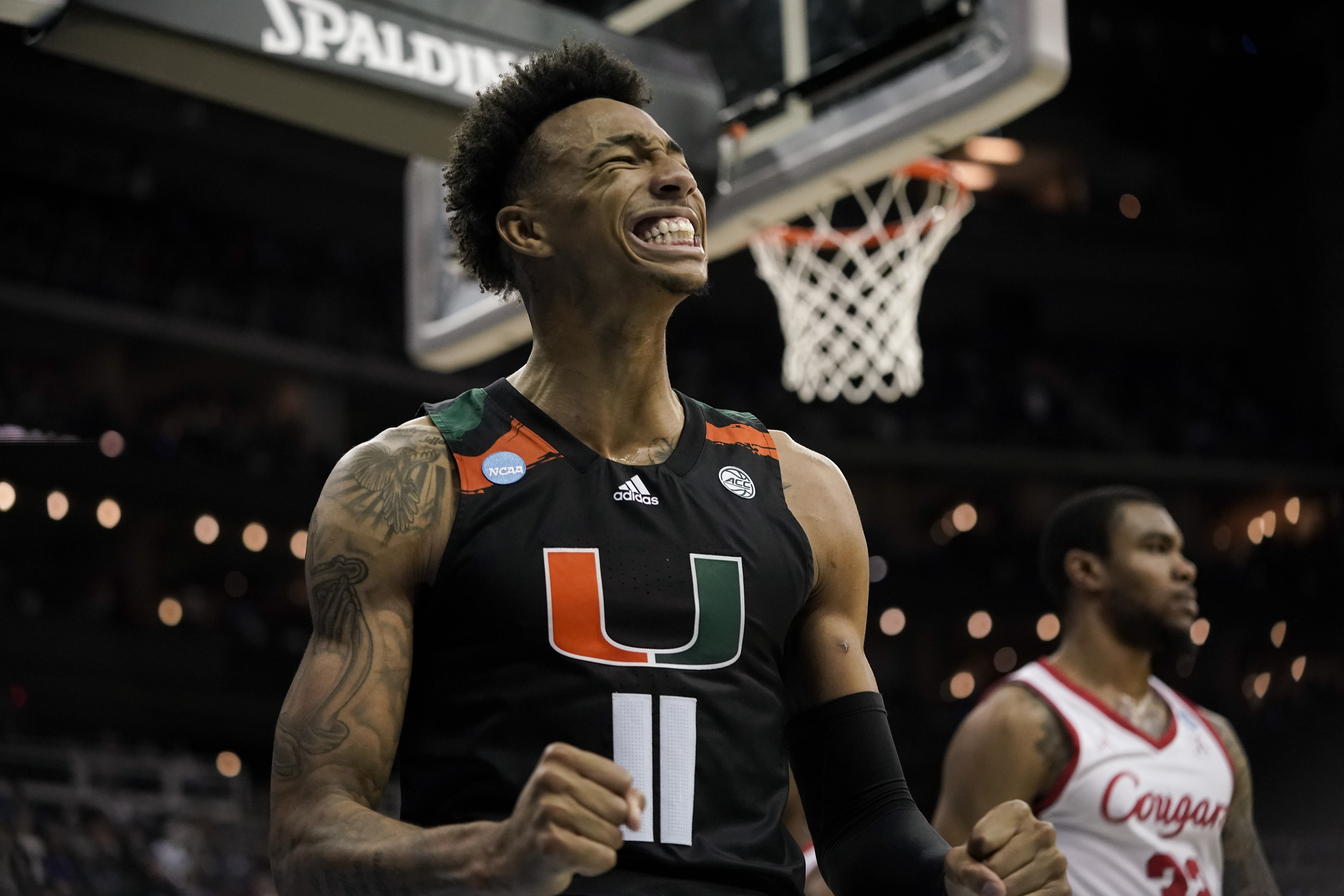 Men's adidas White Miami Hurricanes 2018 NCAA Men's Basketball Tournament  March Madness Bench T-Shirt