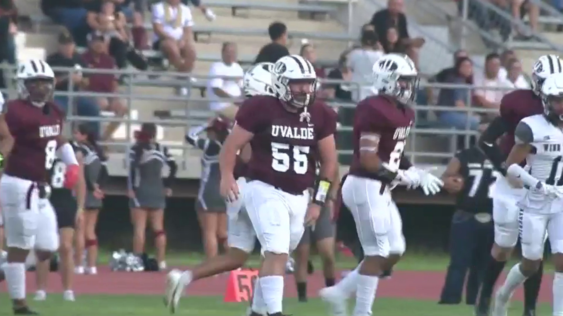 Uvalde football wins 1st home game after surprise visit from Houston Texans  - ABC News