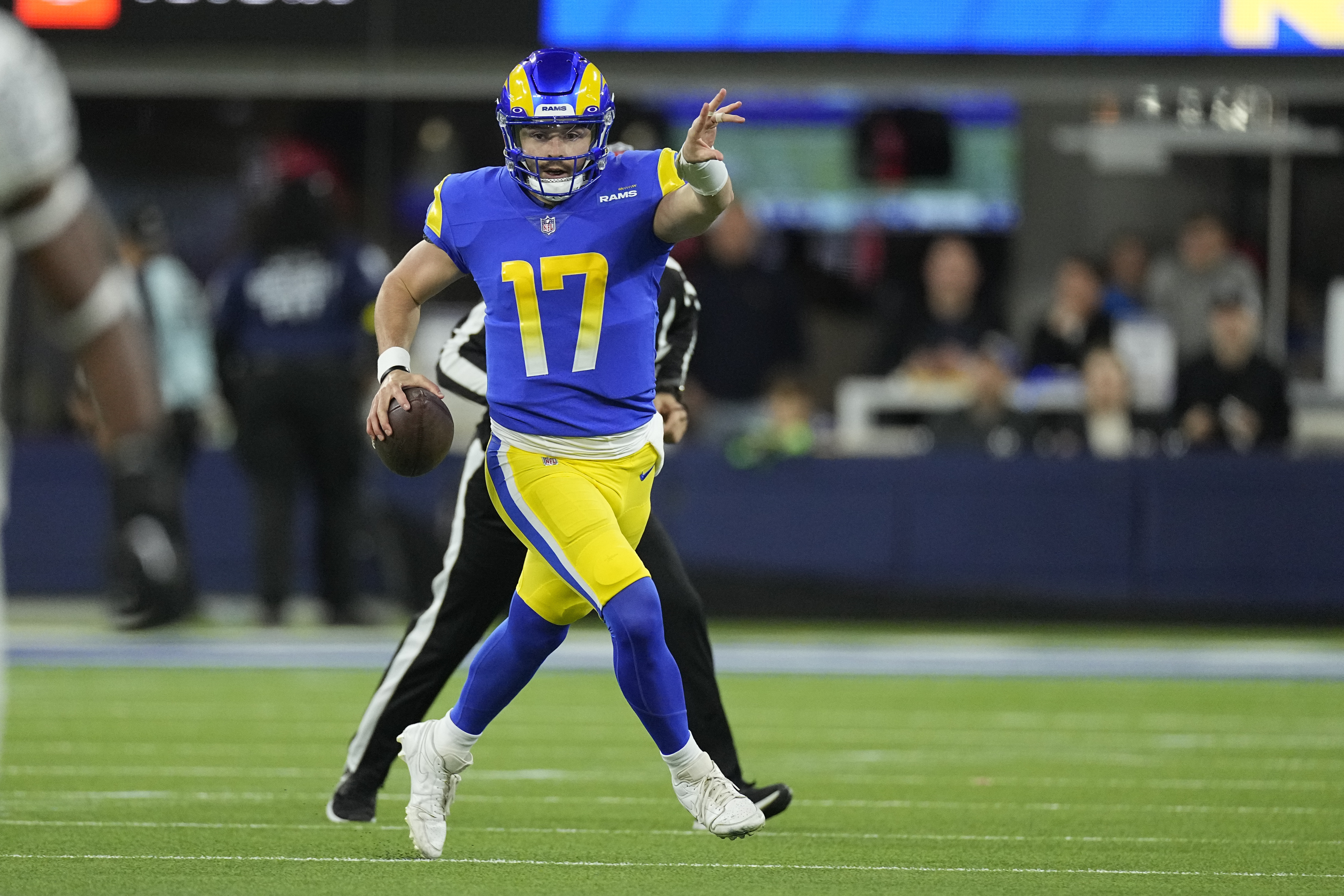 Highlights: Rams' top plays in Week 14 win vs. Raiders  quarterback Baker  Mayfield's game-winning touchdown, linebacker Ernest Jones' interception &  more