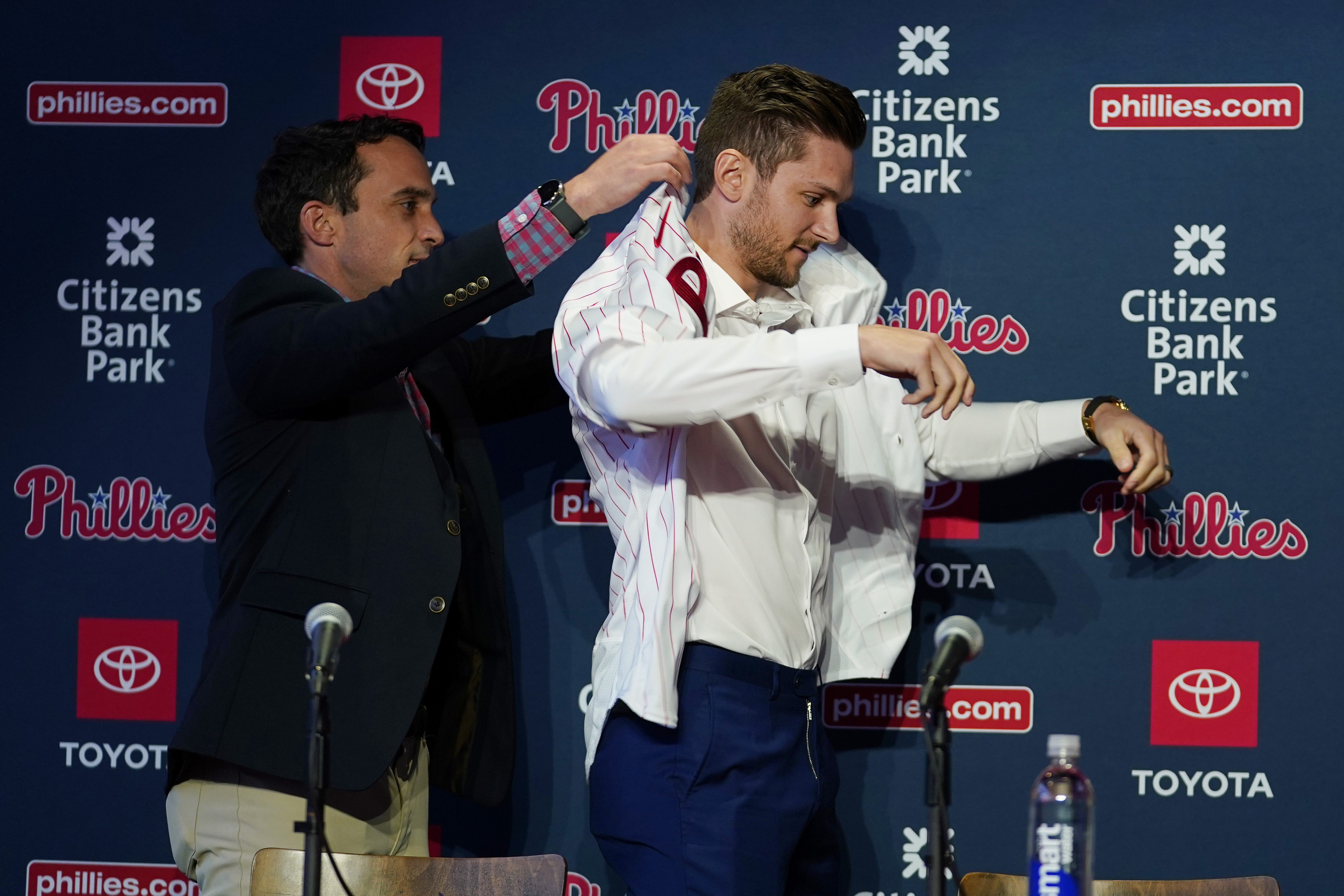 The Phillies introduced new shortstop Trea Turner at news conference