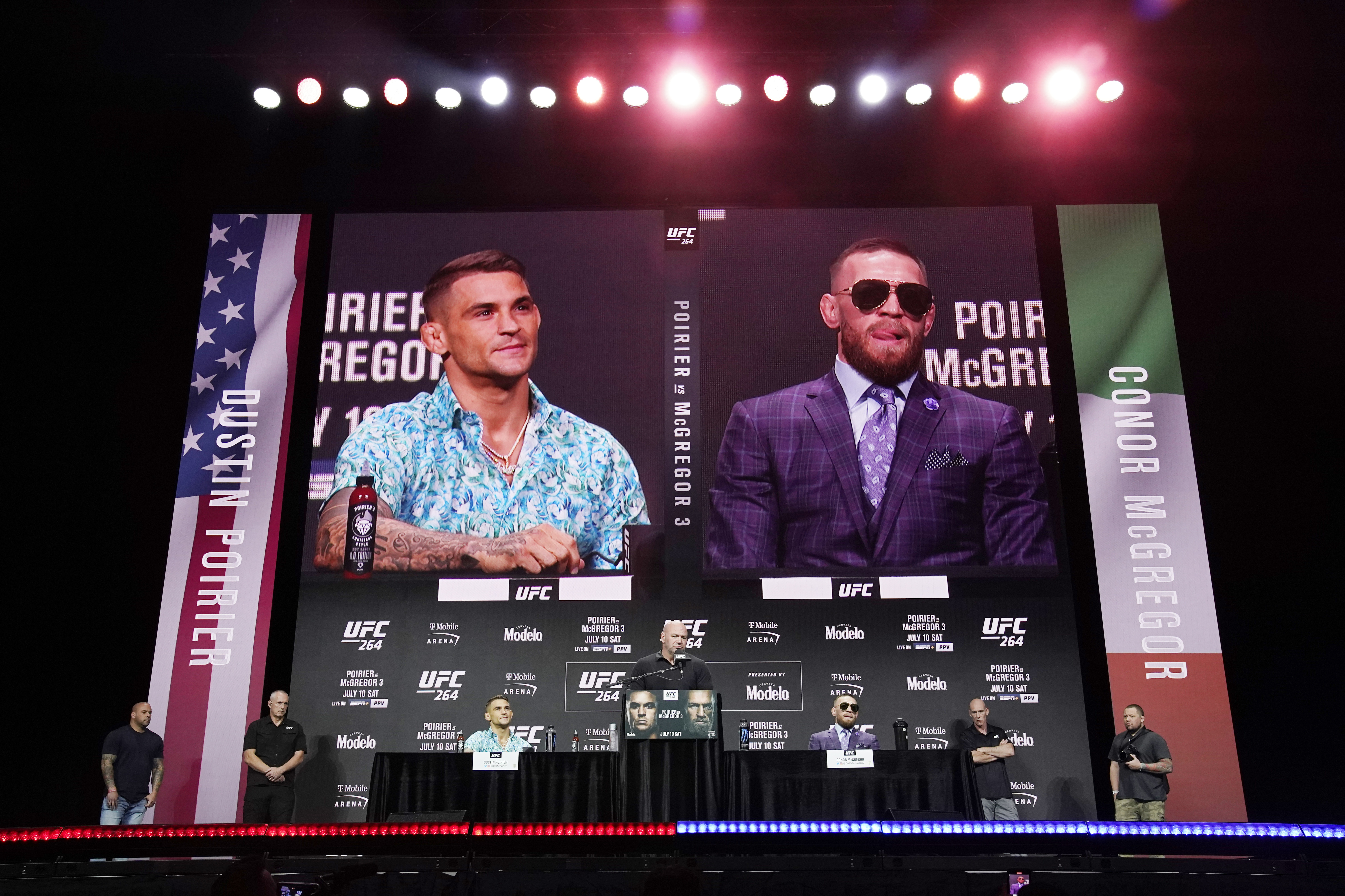 Conor McGregor talks trash, throws kick at Dustin Poirier before UFC 264 -  The Boston Globe