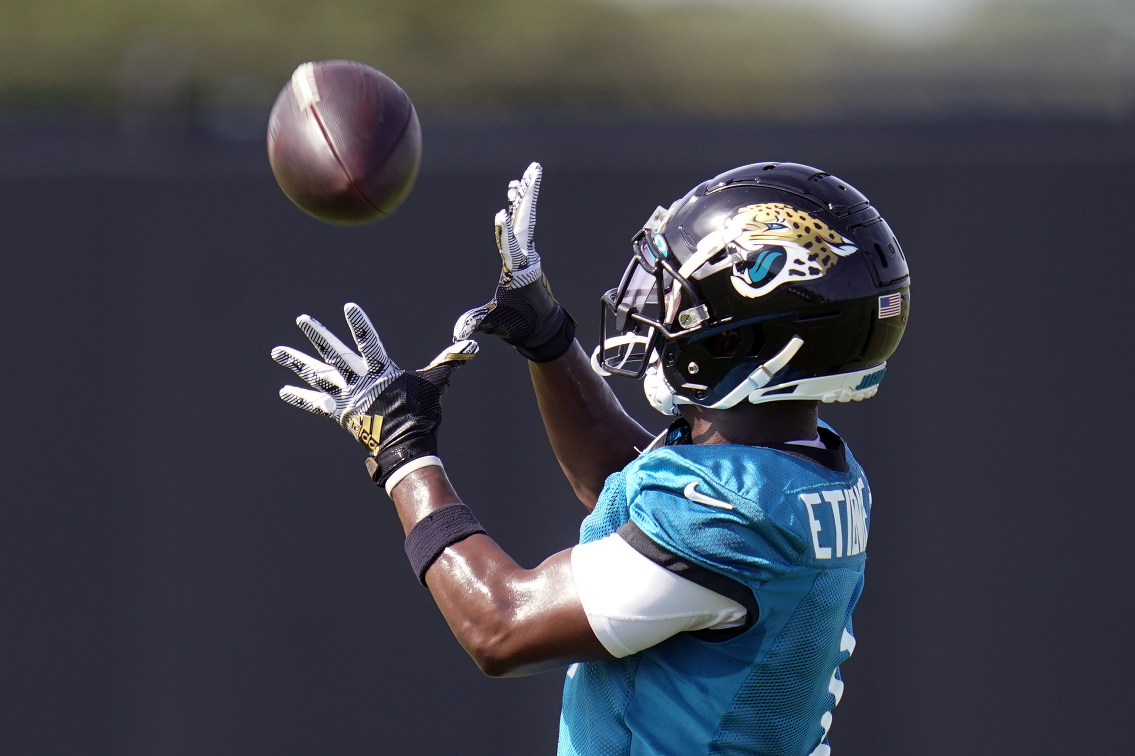 Jacksonville Jaguars running back Tank Bigsby runs with the ball prior to  an NFL Football game in Arlington, Texas, Saturday, August 12, 2023. (AP  Photo/Michael Ainsworth Stock Photo - Alamy