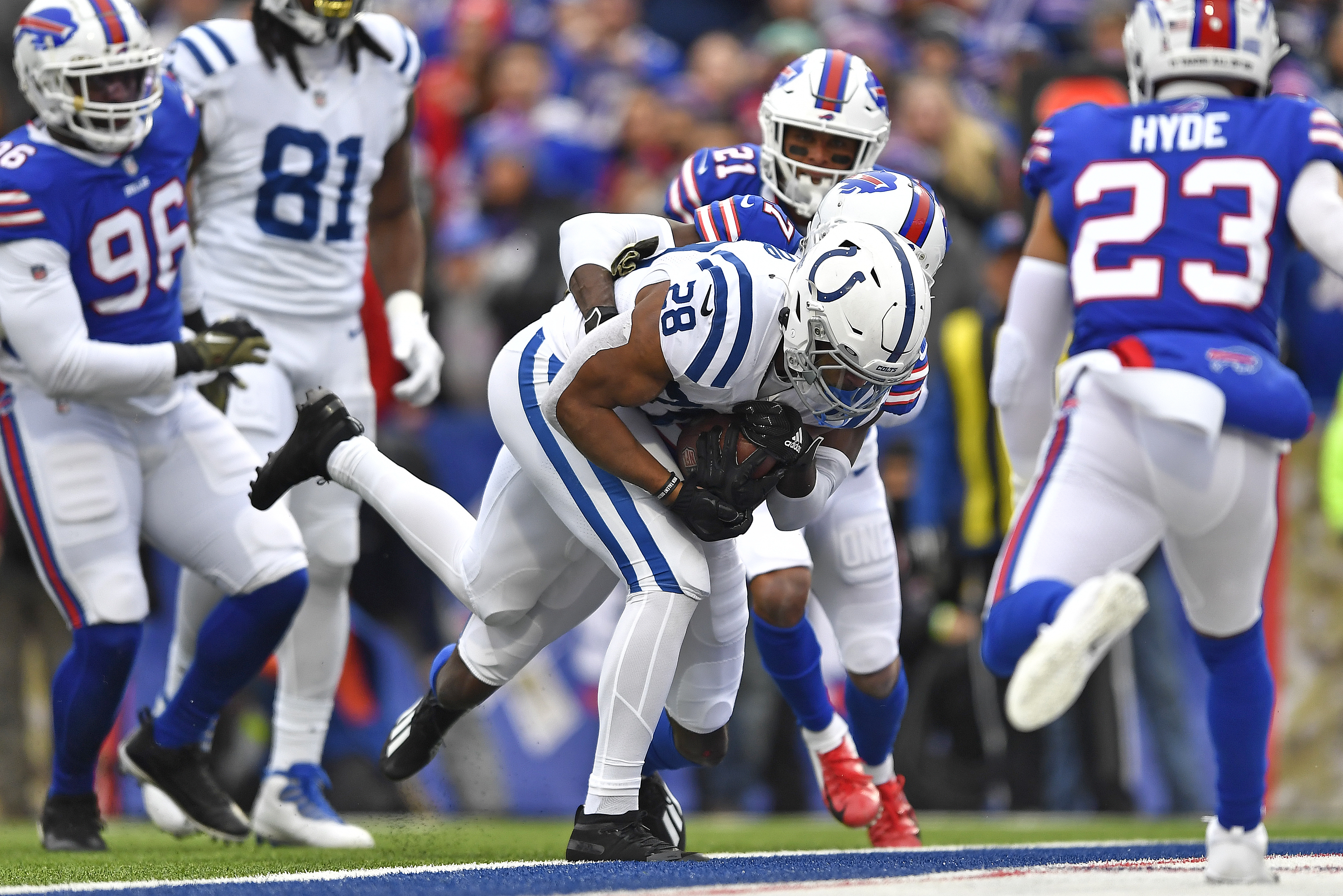 Indianapolis Colts tight end Mo Alie-Cox (81) runs a drill as the