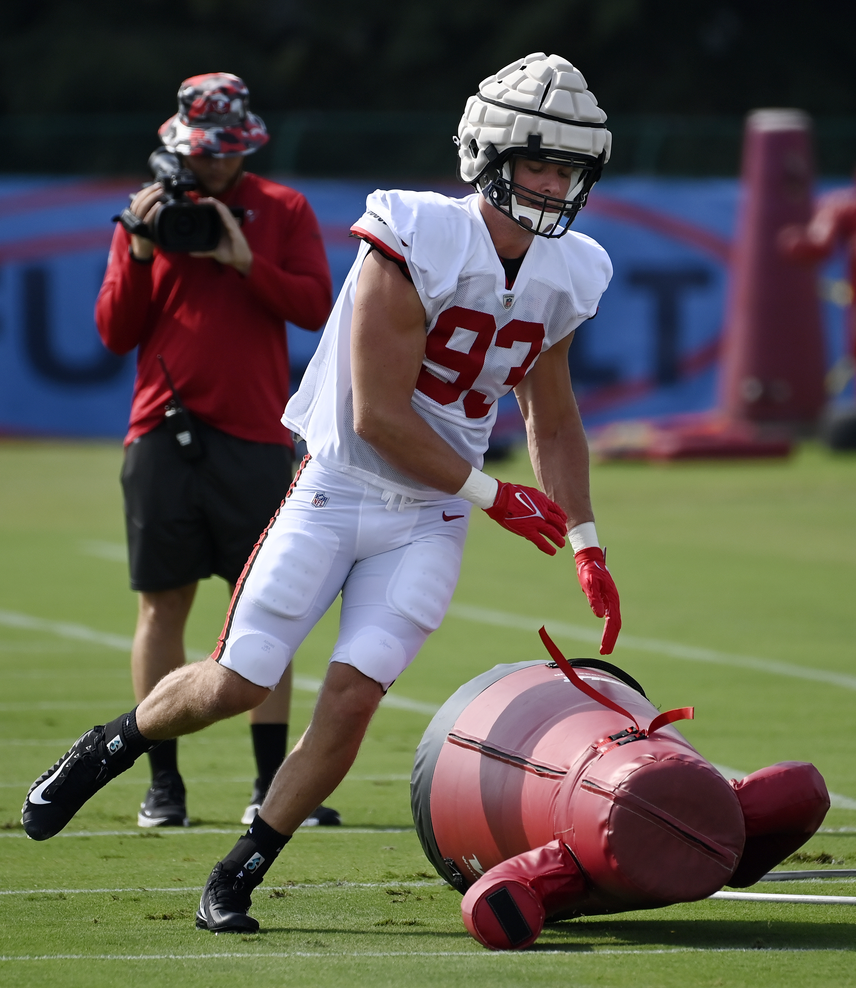 Tampa Bay Buccaneers linebacker Carl Nassib (94) stands on the field prior  to the start of