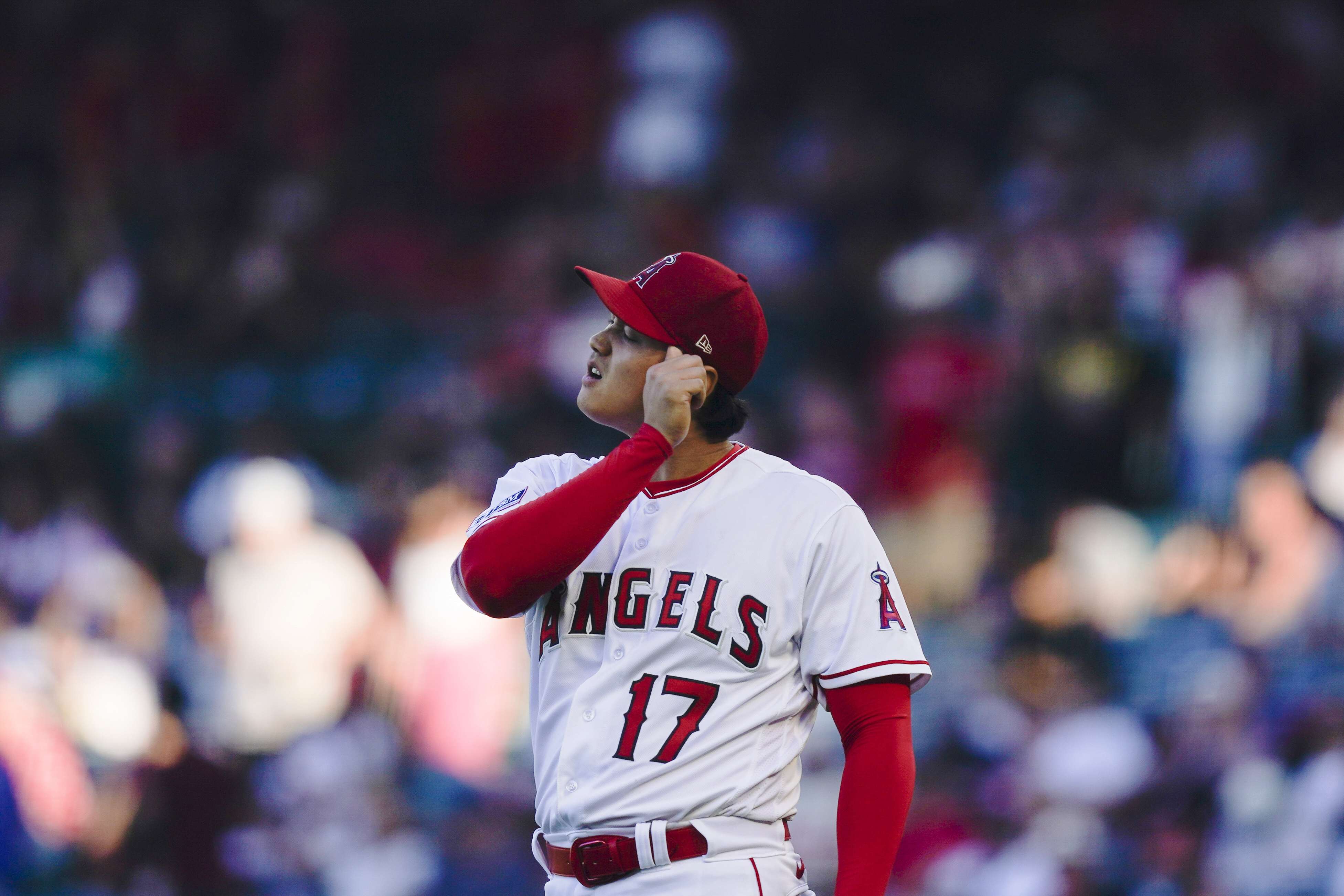 Shohei Ohtani pulled by Angels after 4 scoreless innings with cramps in  pitching hand – NewsNation