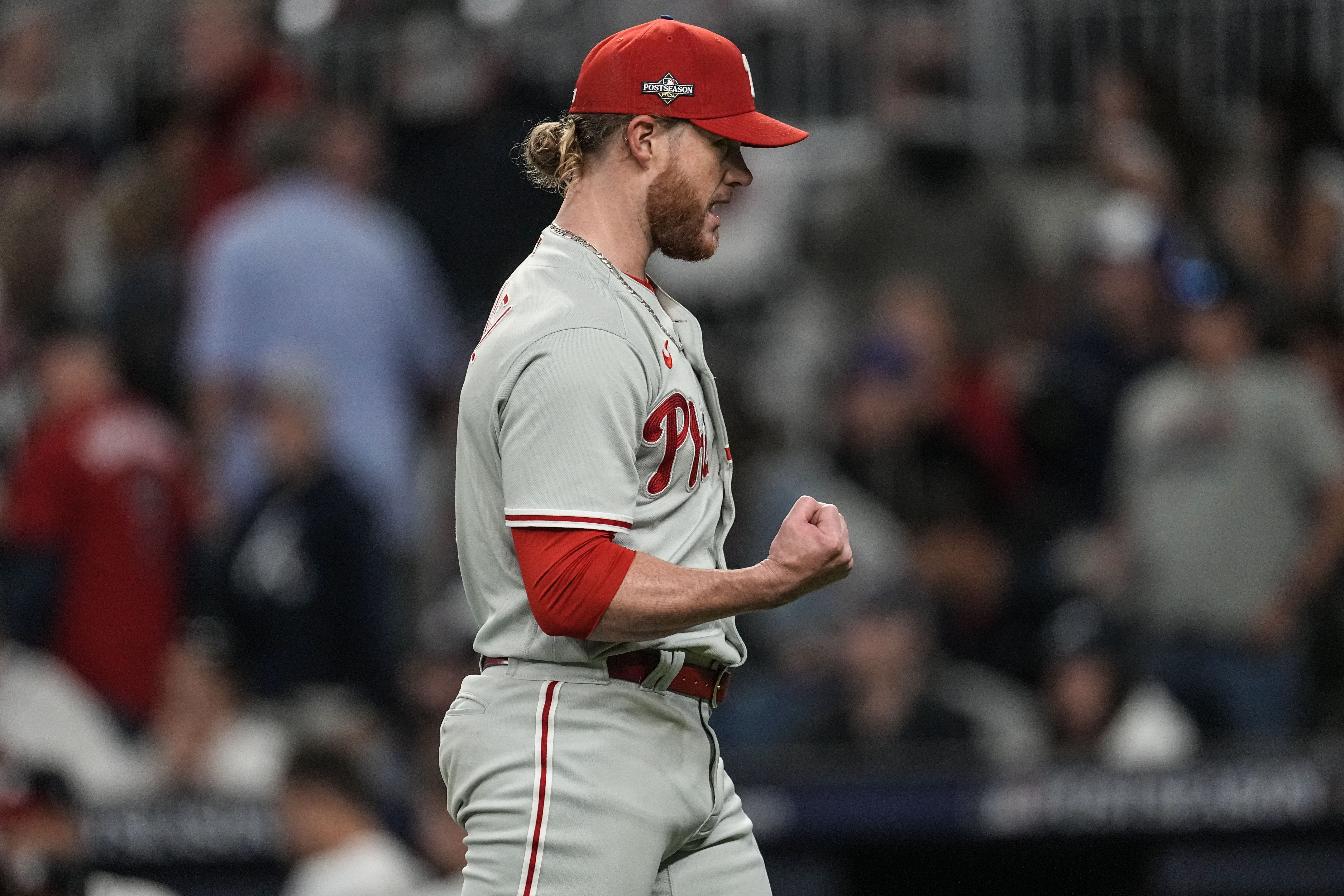 Harper homers, Phillies shut down slugging Braves 3-0 in Game 1 of