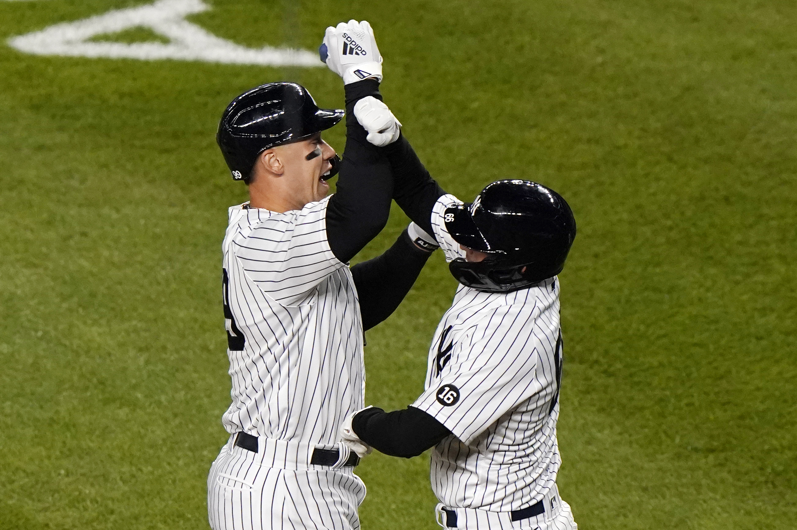 Bronx, United States. 24th May, 2022. Baltimore Orioles Rougned Odor  celebrates after hitting a 3-run home run in the seventh inning against the  New York Yankees at Yankee Stadium in New York